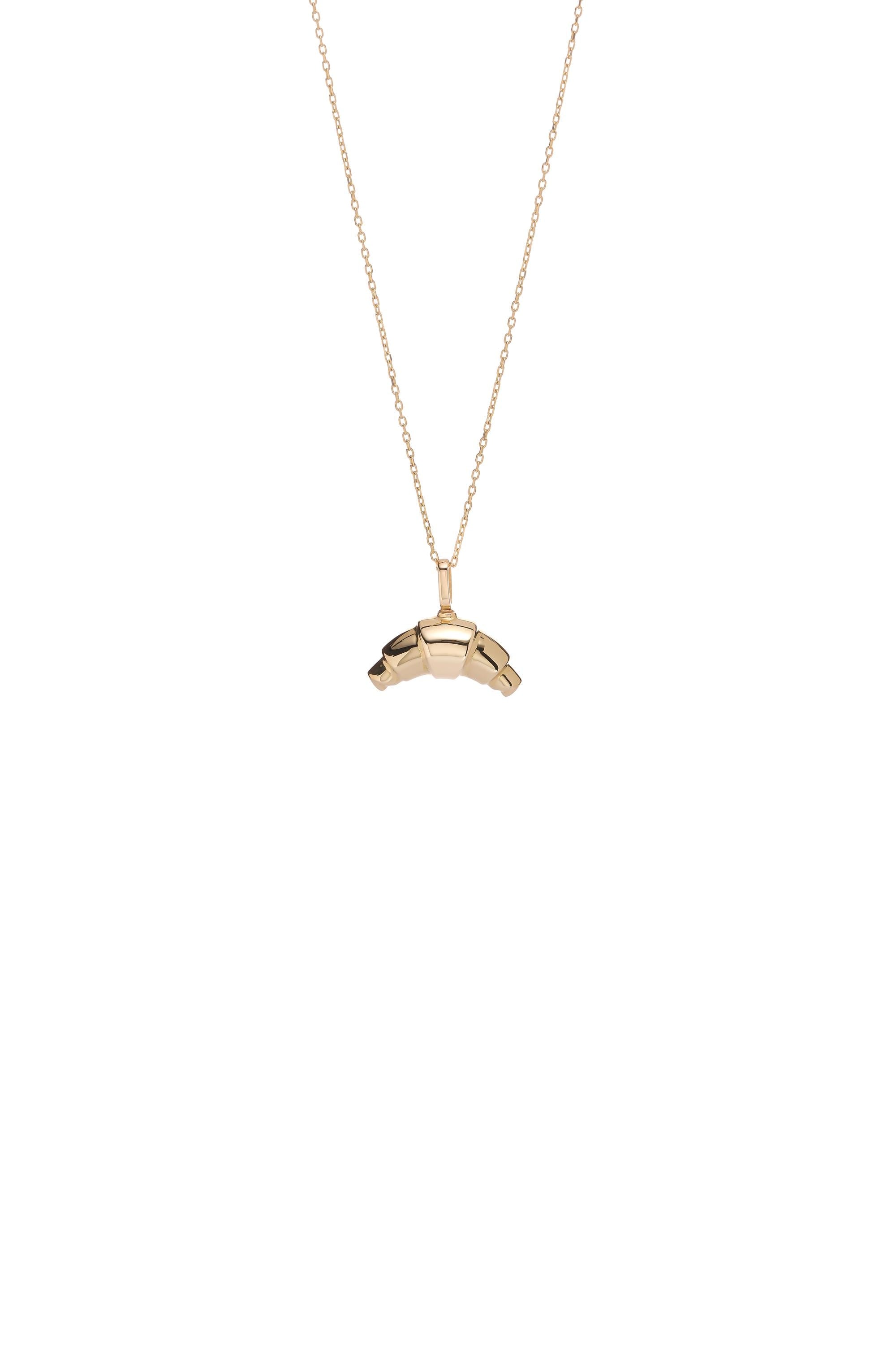 14K Gold Croissant Pendant Necklace