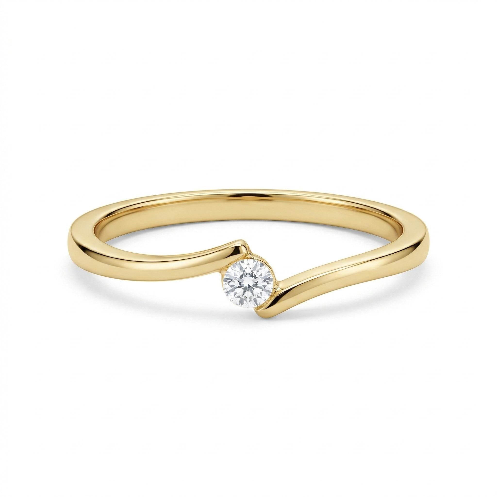14K Gold Asymmetric Wave Ring