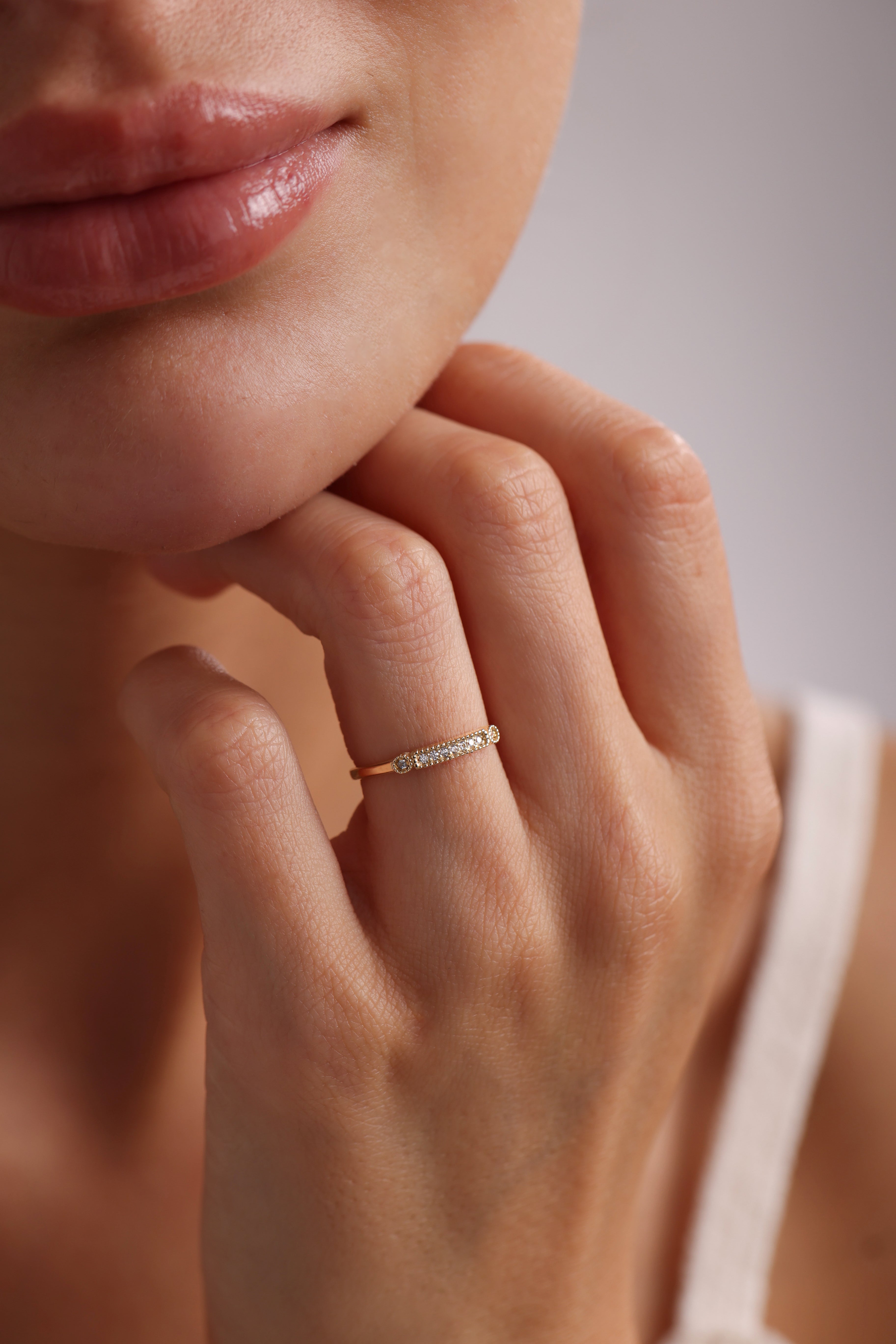 14k Milgrain Bar Ring