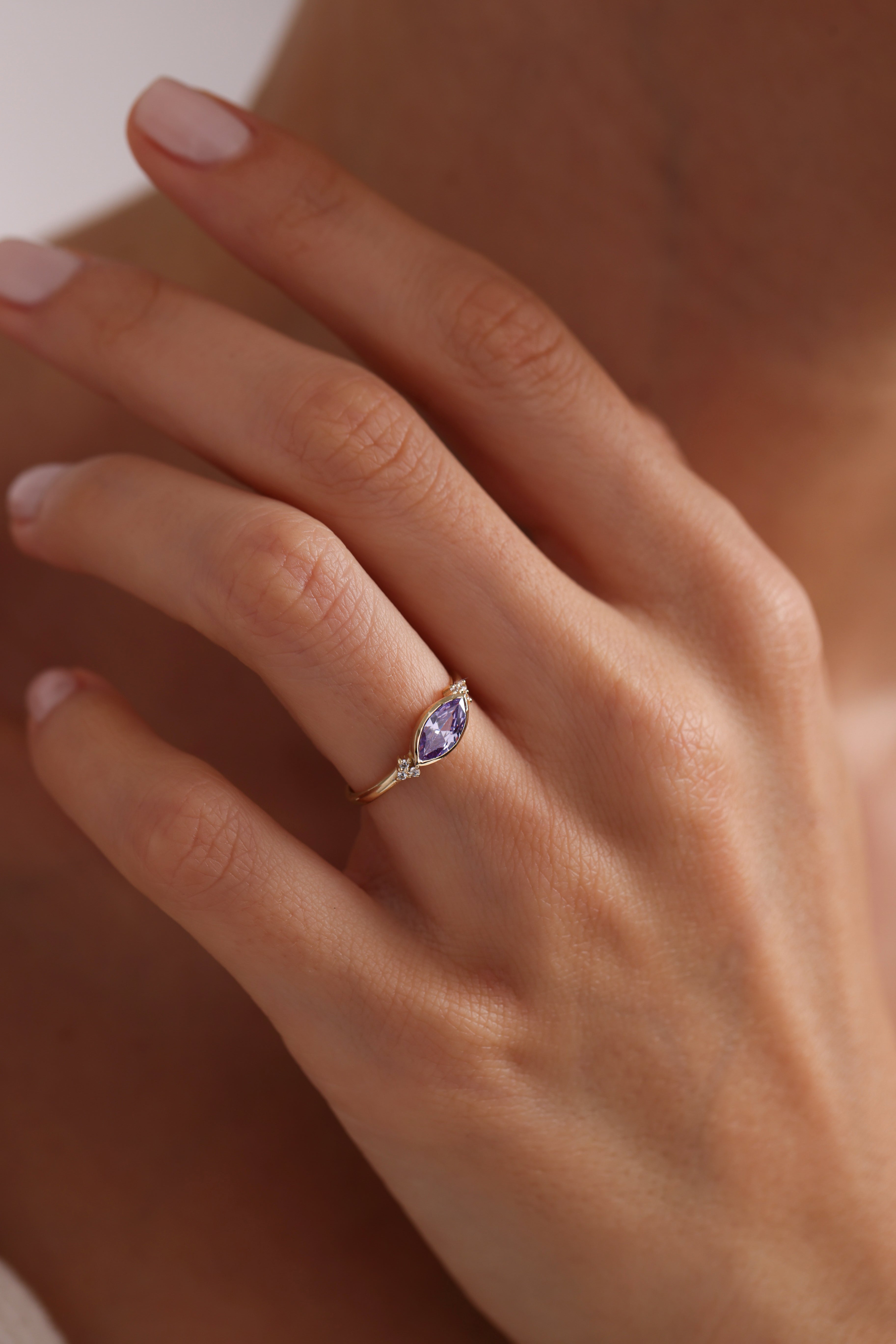 14k Marquise Amethyst Ring