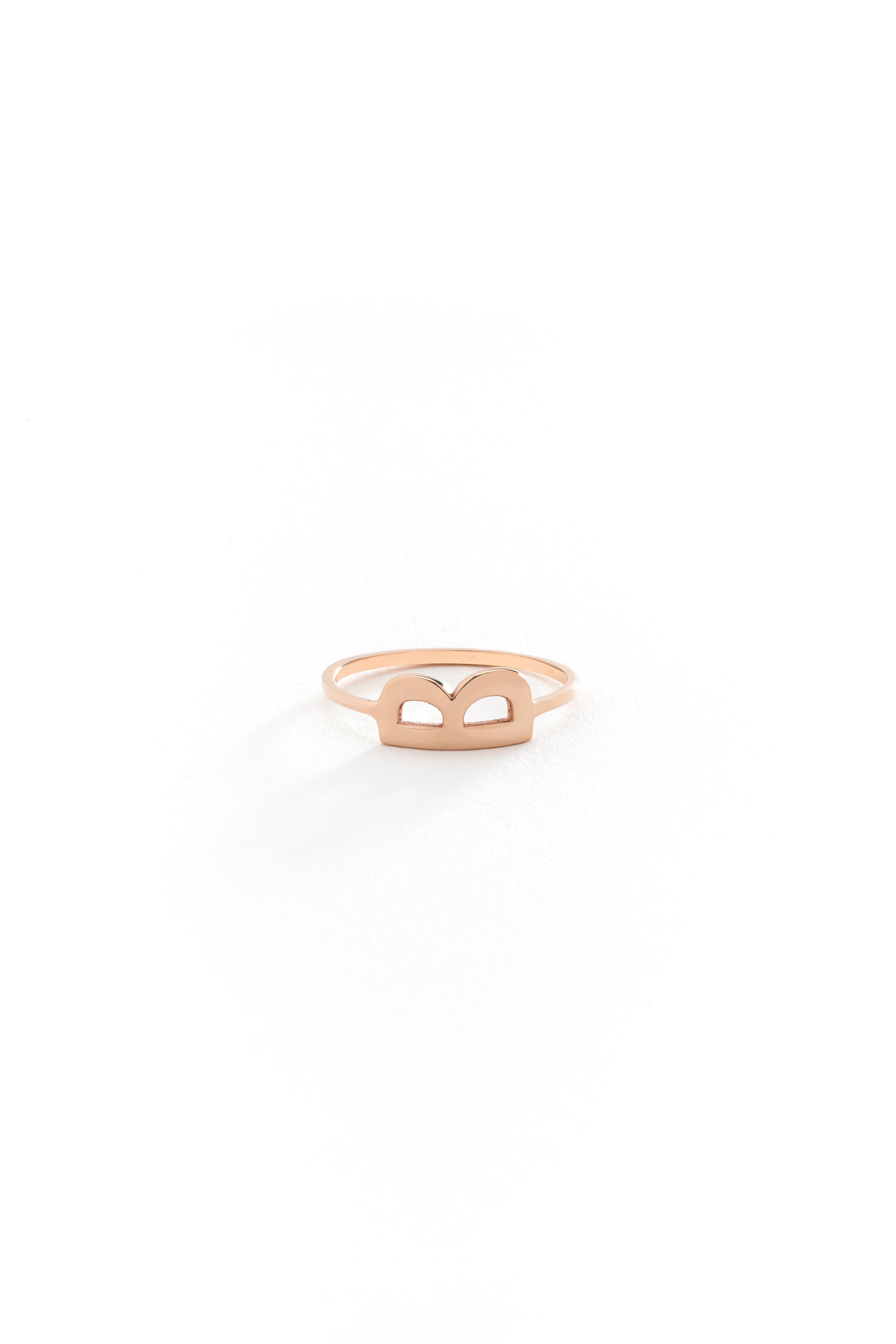 14k Gold Solid Initial Ring