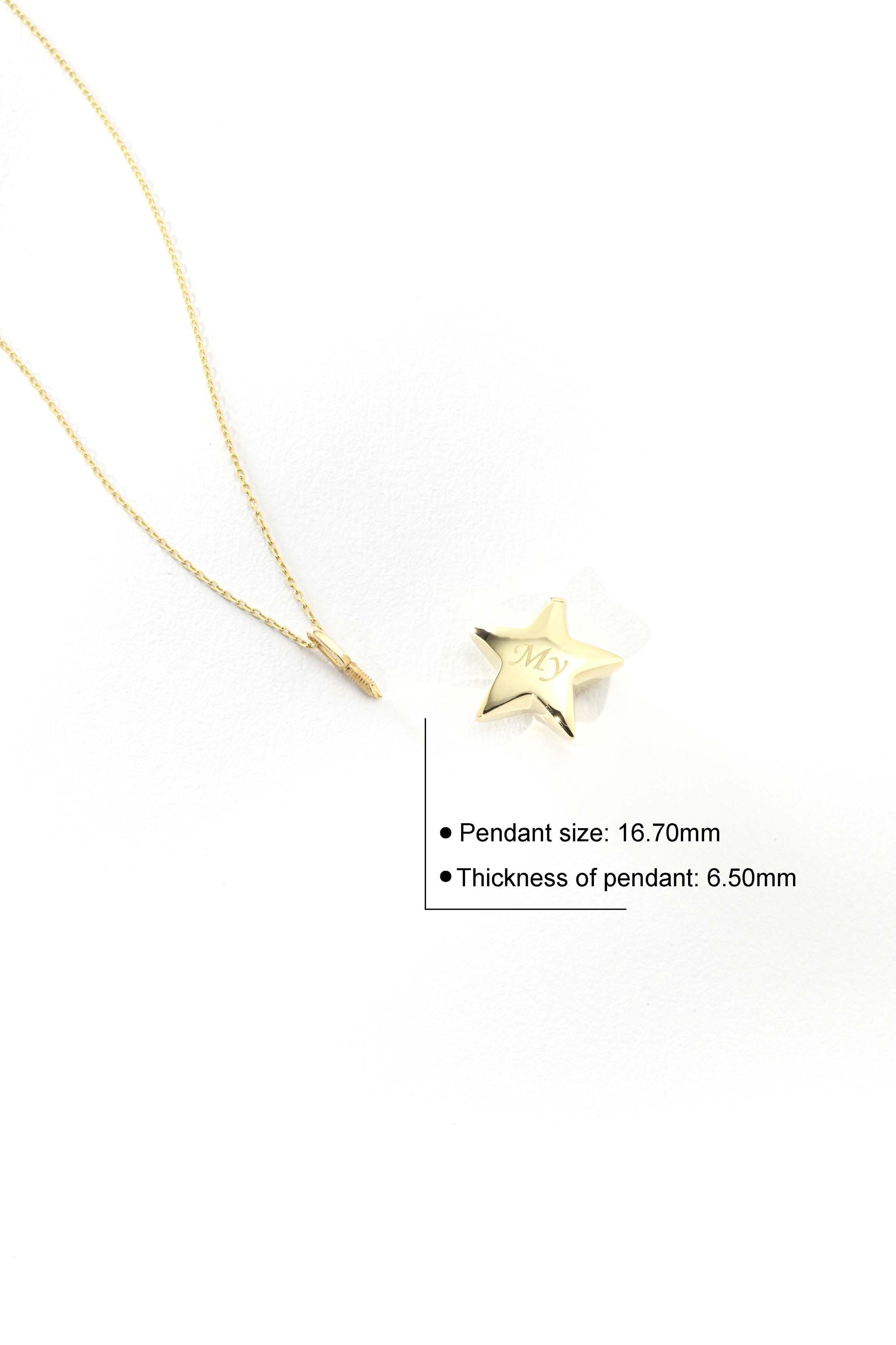 14K Solid Gold Star Urn Necklace