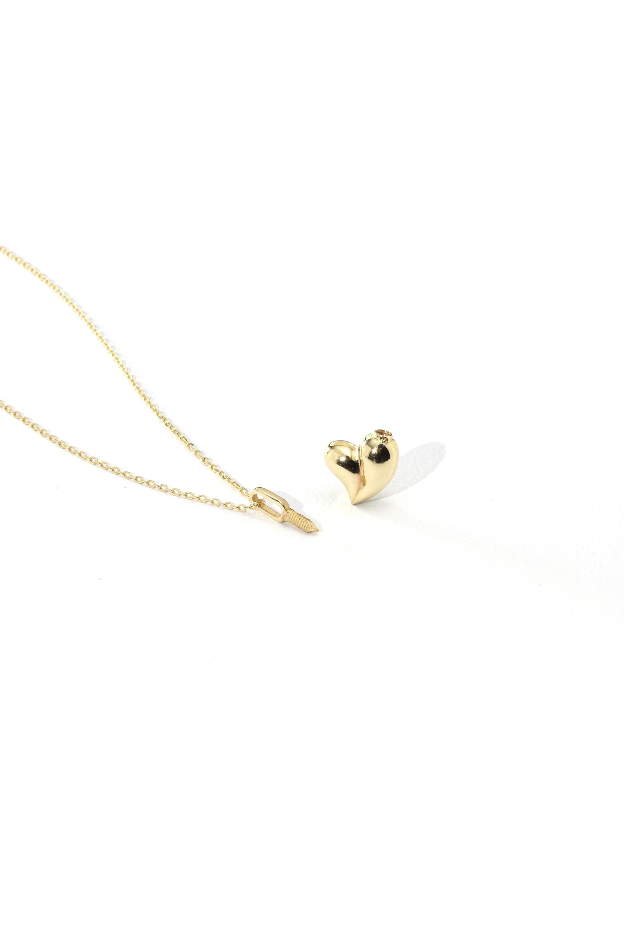 14K Gold Heart Urn Pendant