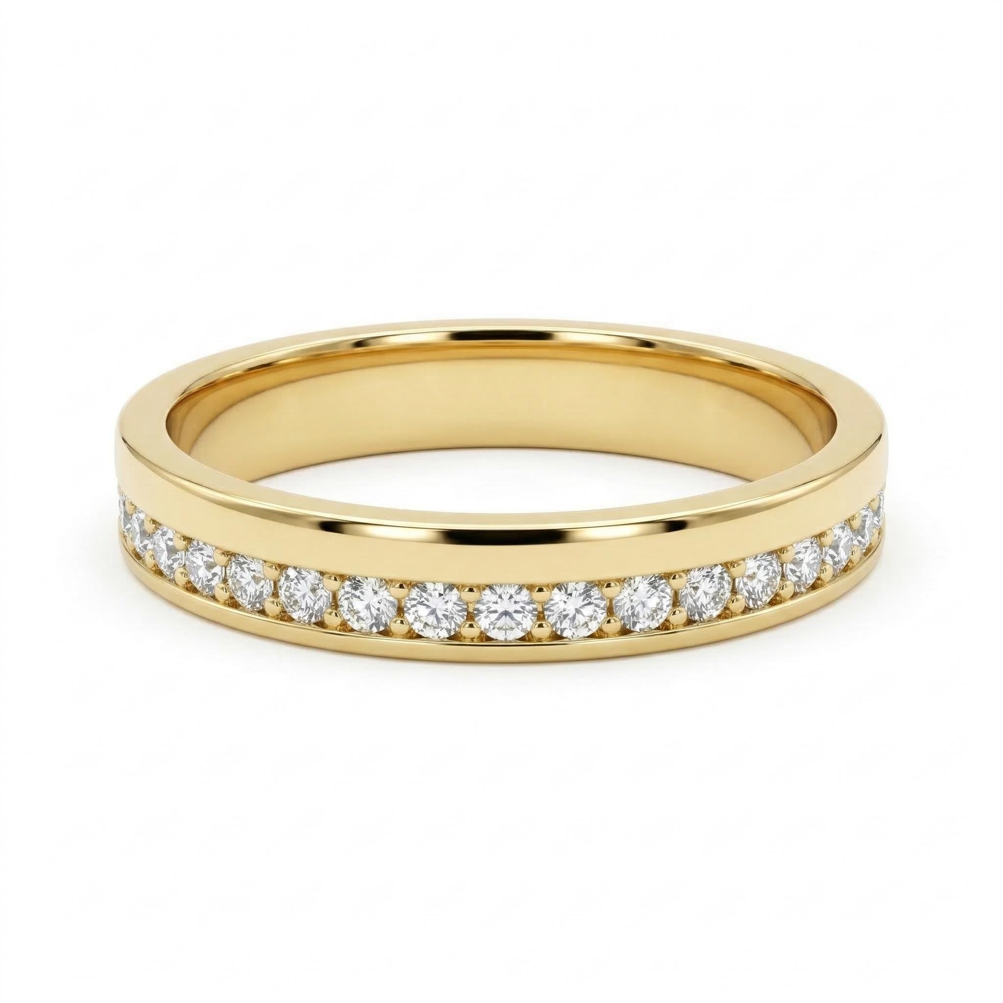 14K Gold Diamond Band Ring Minimal Dainty Stacking Ring