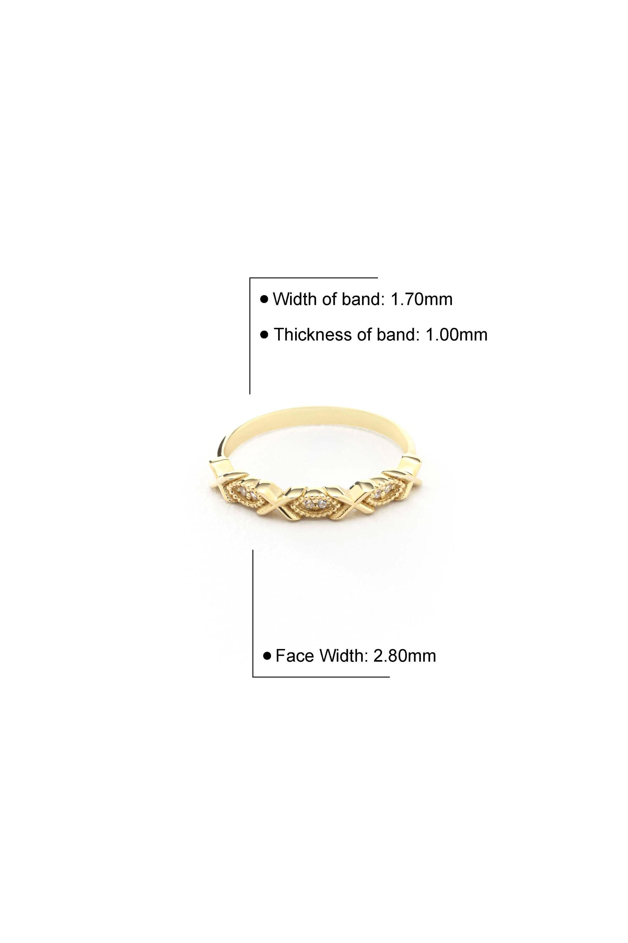 14K Solid Gold XOXO Ring