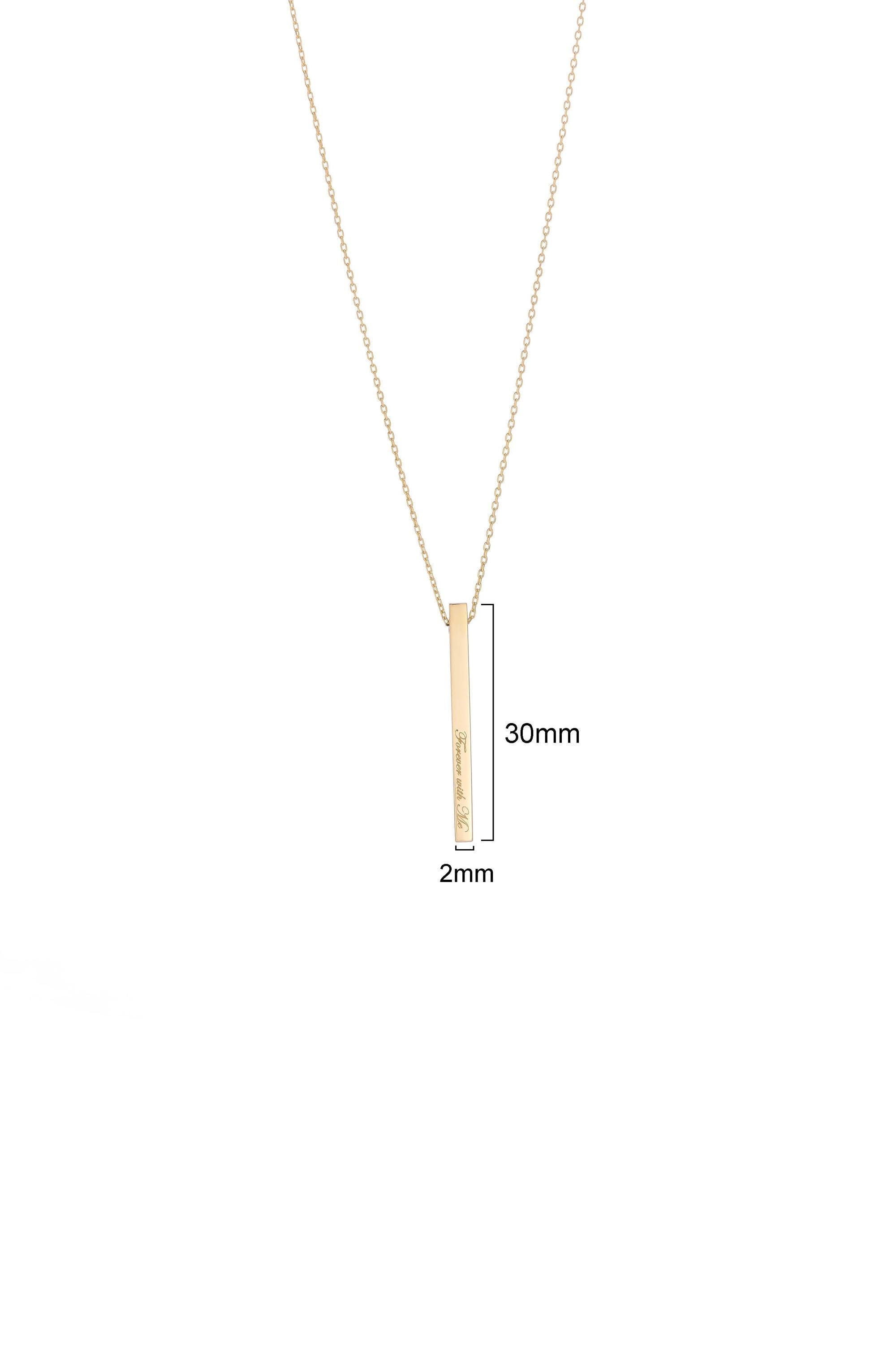 14k Solid Gold Vertical Bar Necklace • Minimalist Gold Pendant • Dainty Everyday Necklace • Fine Jewelry Gift for Her • Simple Gold Chain