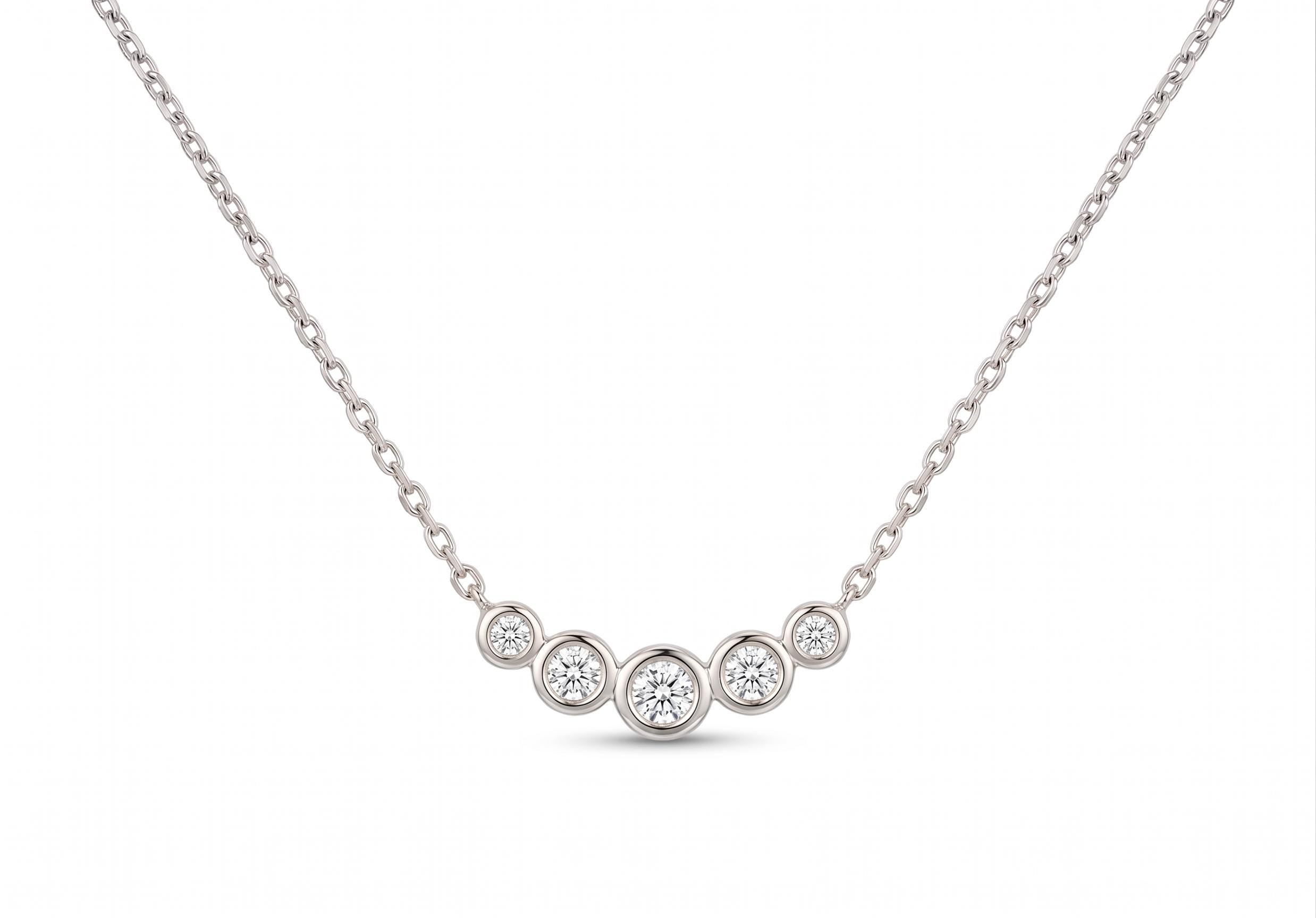 14K Solid Gold Bezel Diamond Necklace