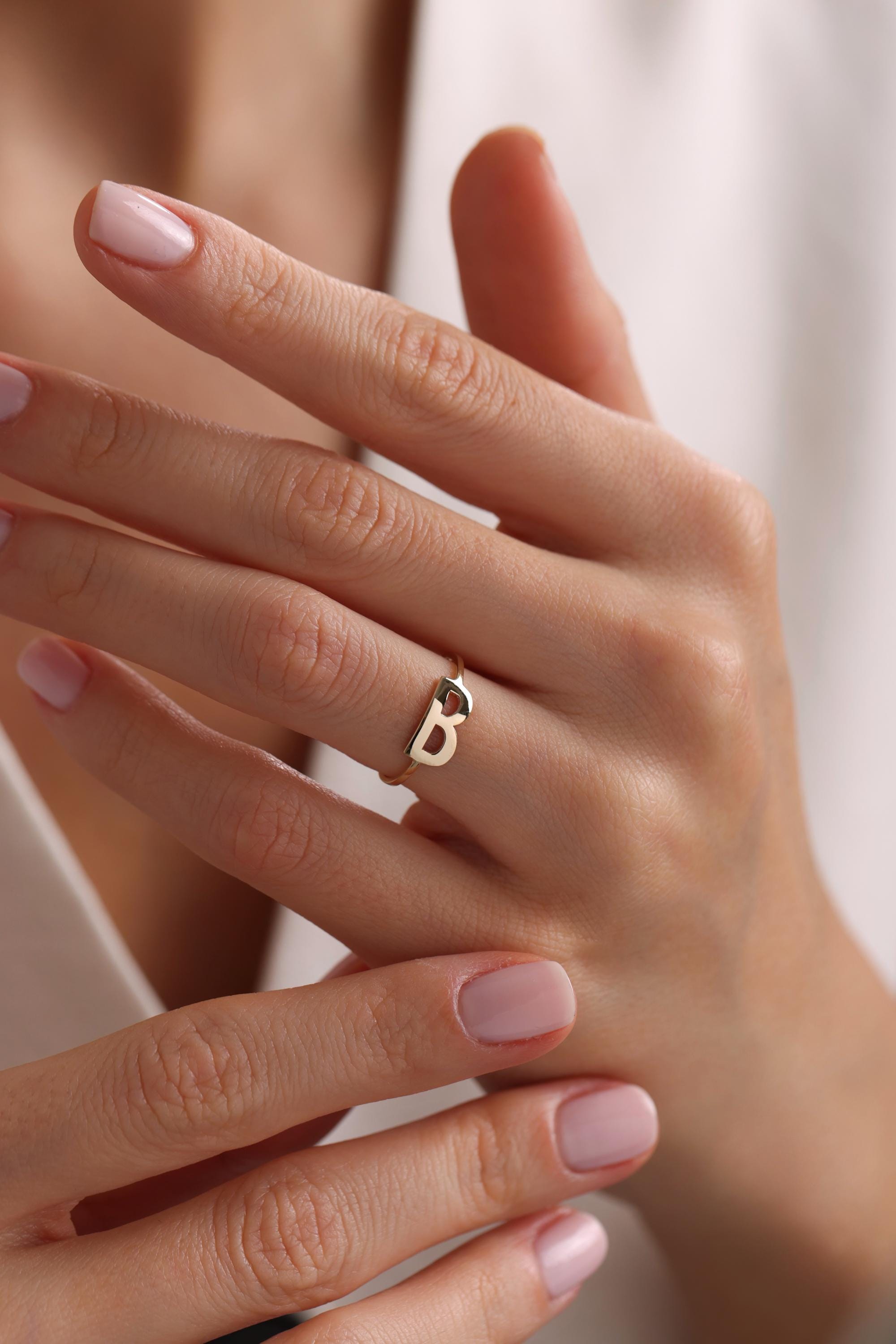 14k Solid Gold Initial Ring