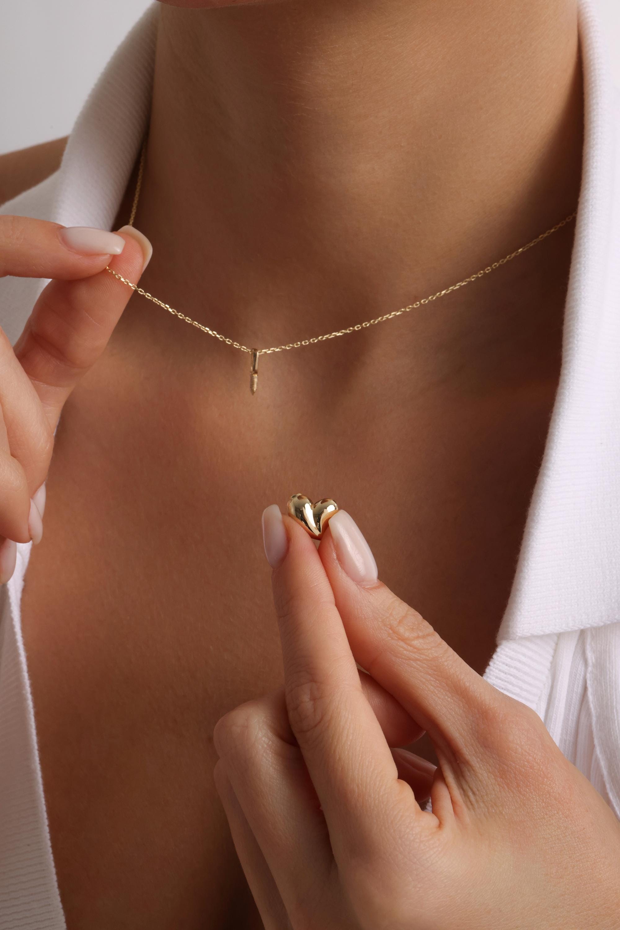 14K Gold Heart Urn Pendant