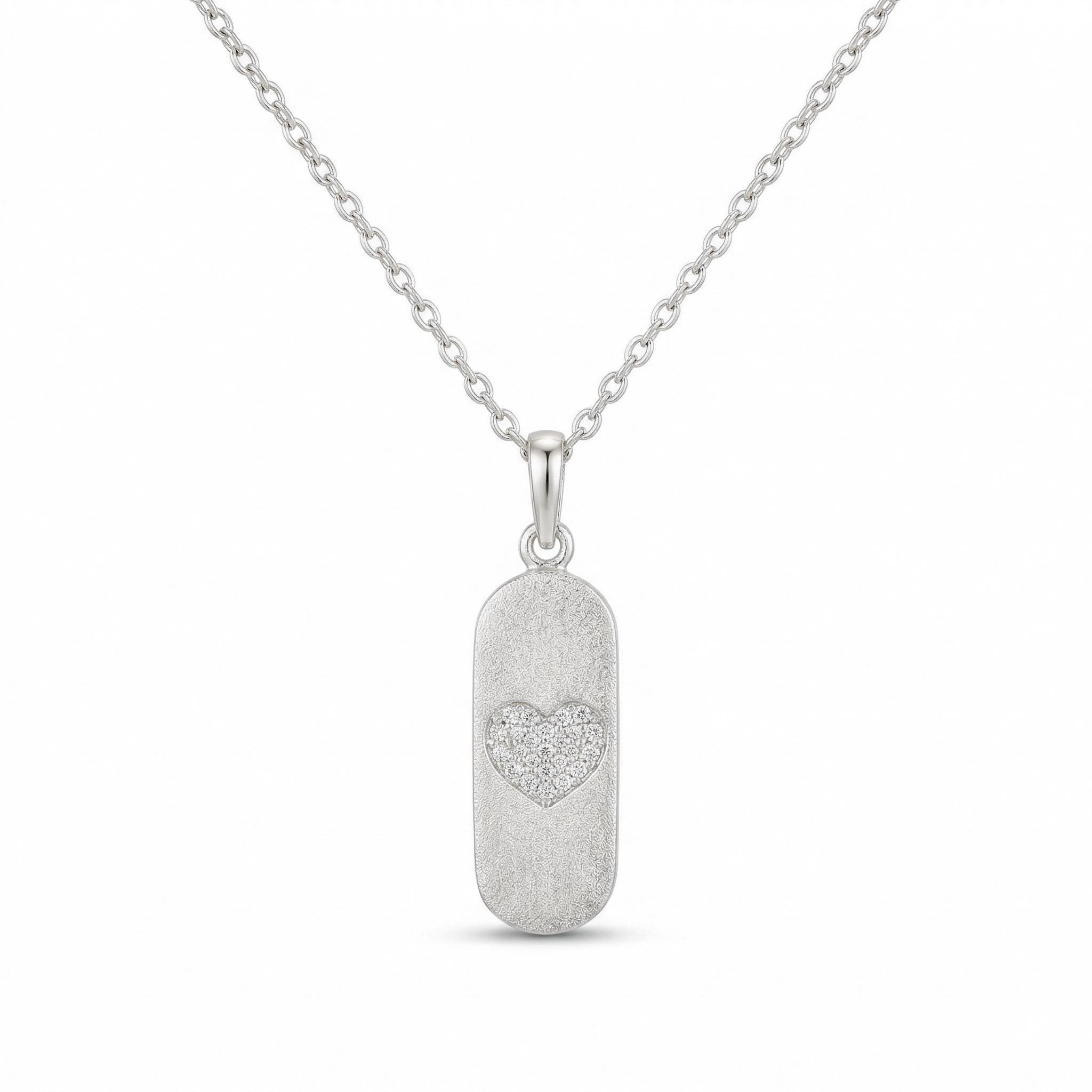 14K Gold Diamond Heart Pendant Necklace Minimal Tag Charm