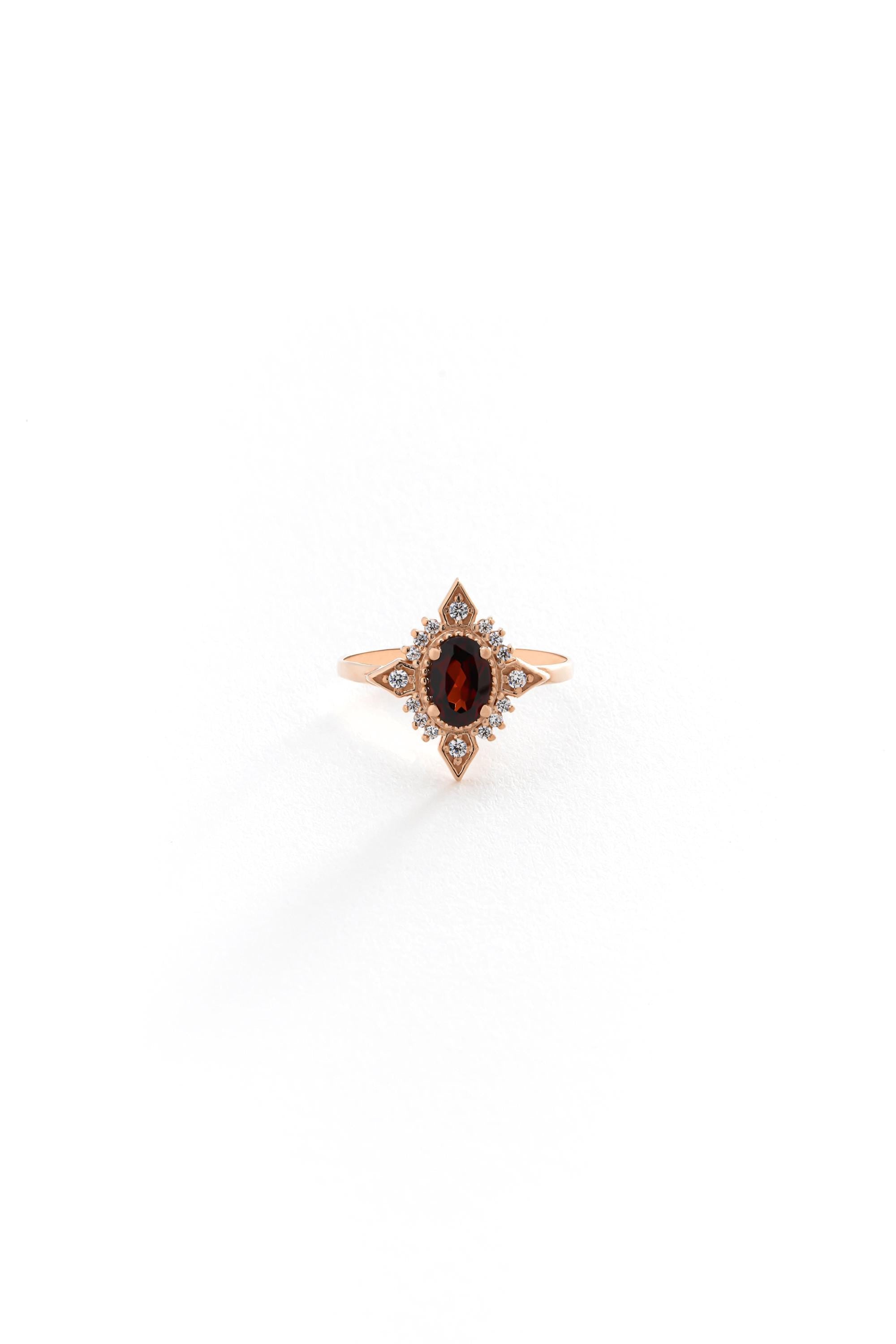14K Gold Garnet Ring