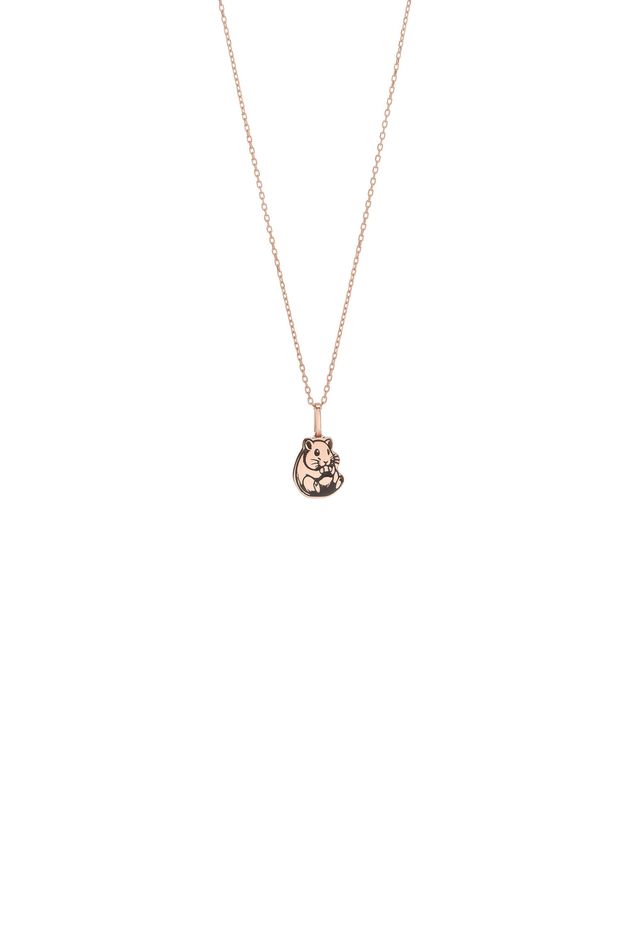 14K Urn Solid Gold Hamster Necklace