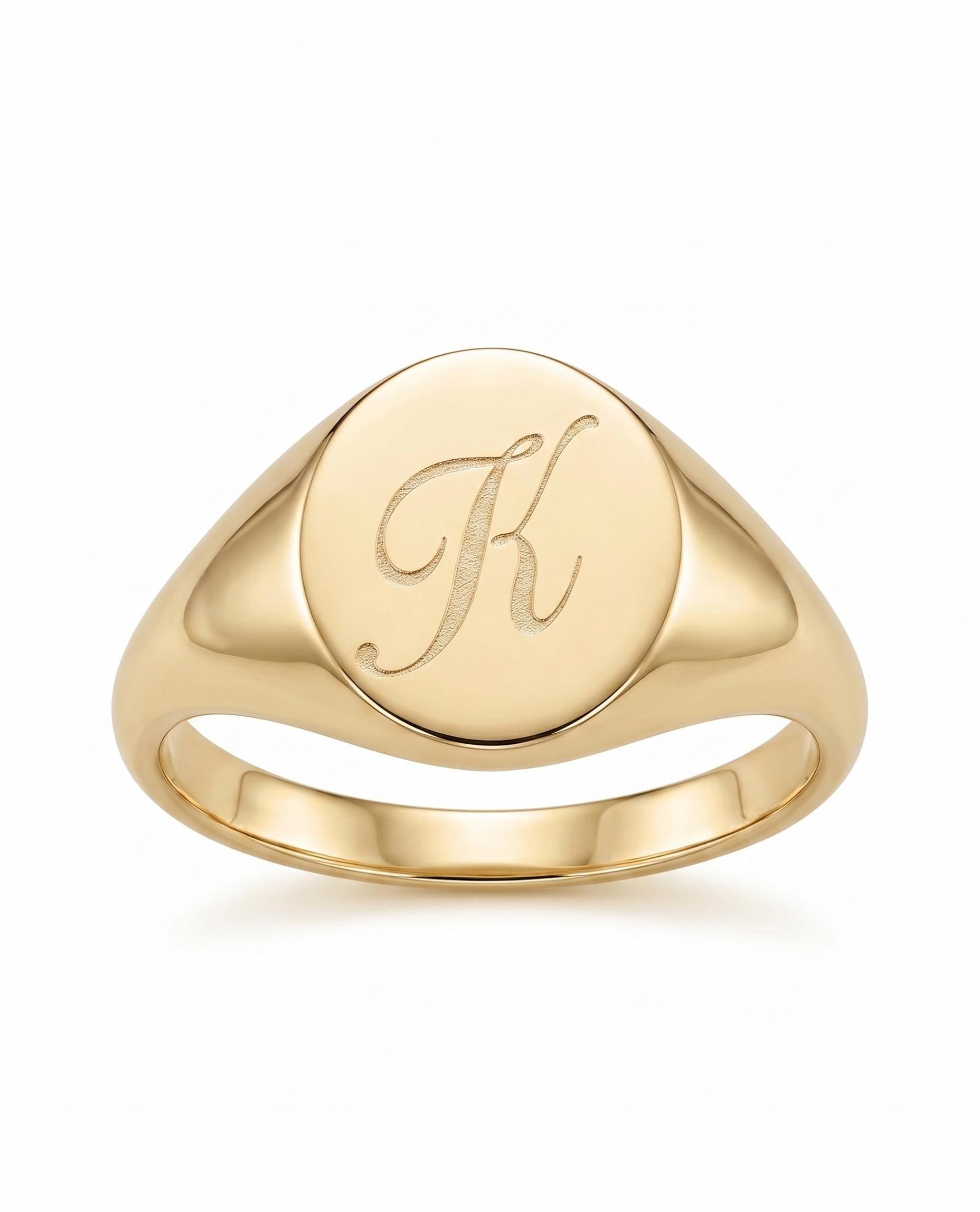 14K Personalized Gold Signet Ring
