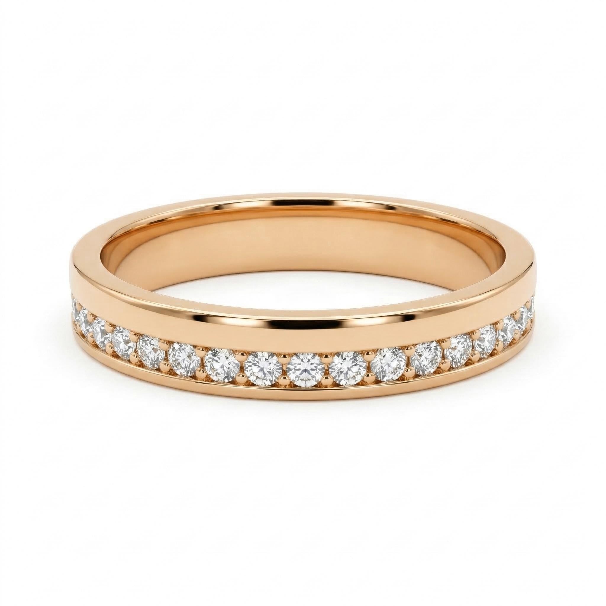 14K Gold Diamond Band Ring Minimal Dainty Stacking Ring