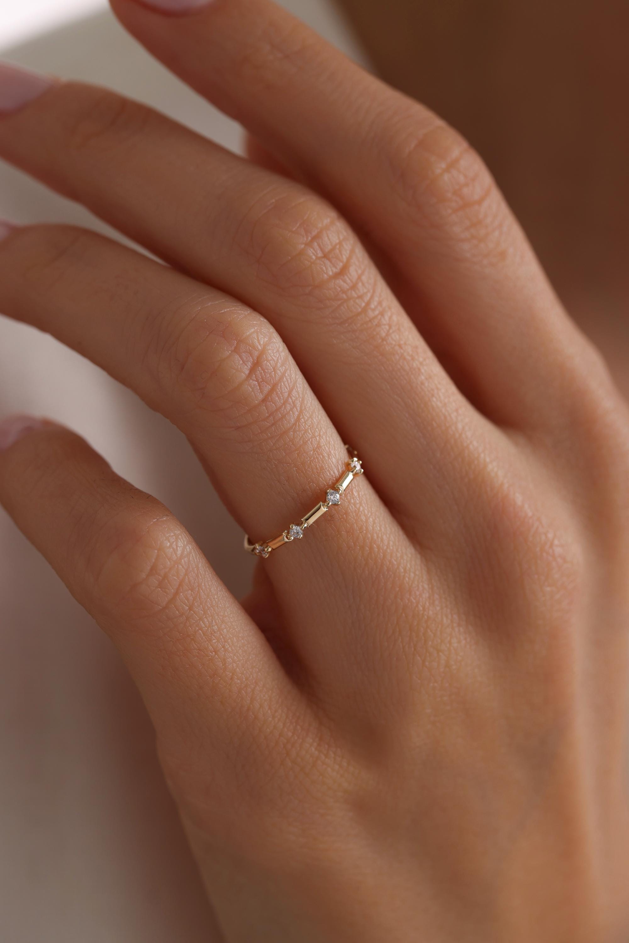 14k Gold Five Stone Wedding Ring
