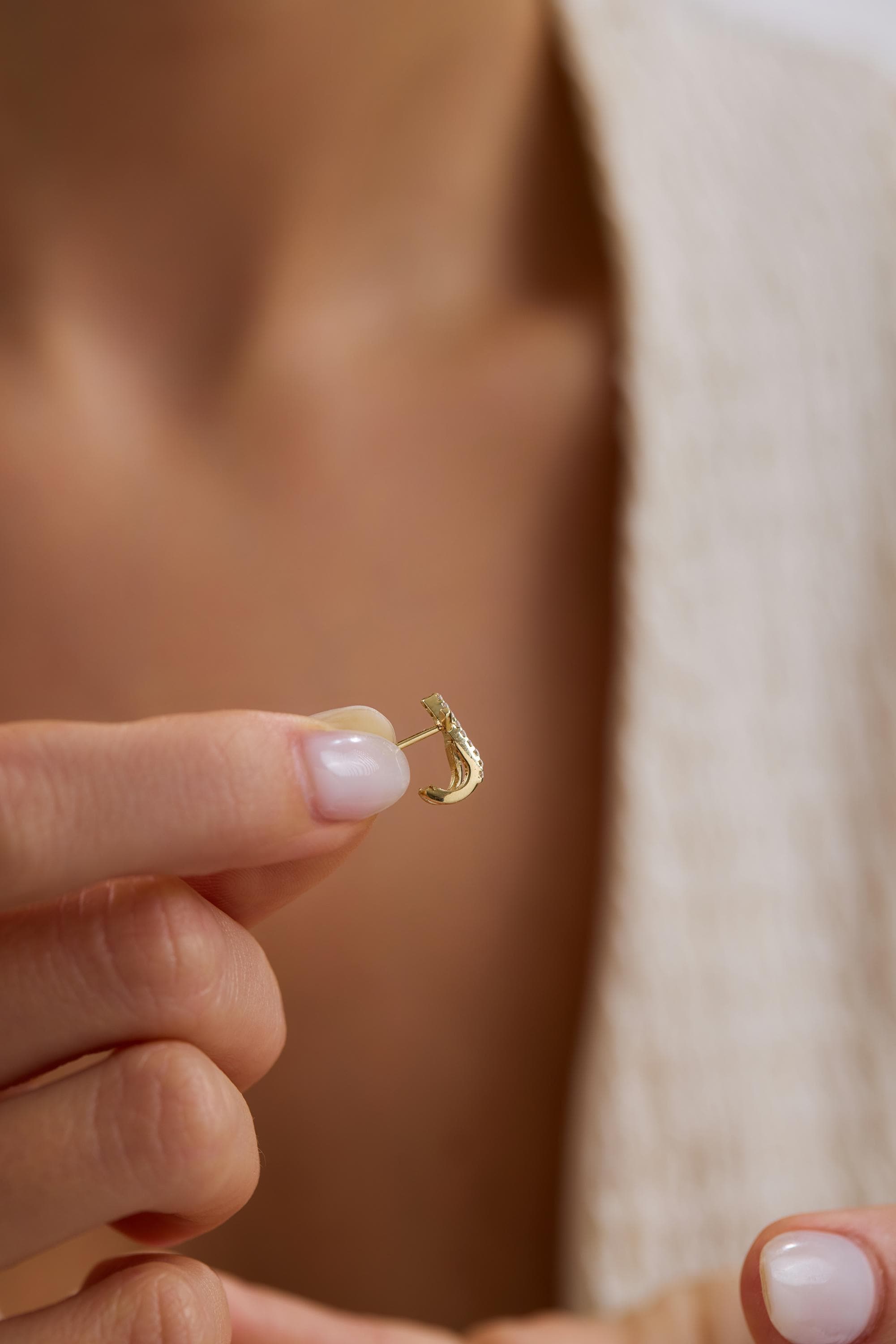 14K Gold Crossover Diamond Stud Earrings