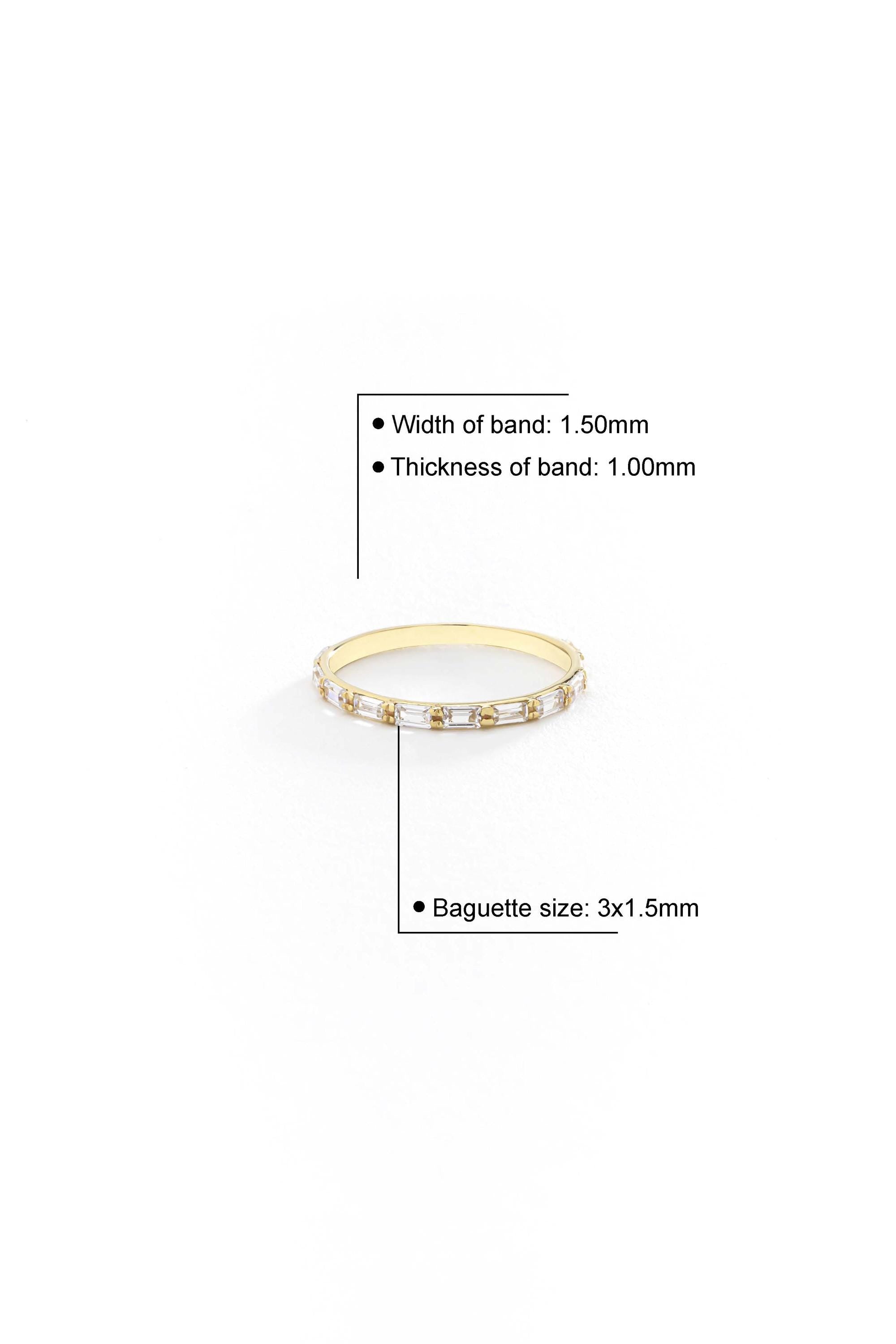 14k Solid Gold Half Eternity Baguette Ring