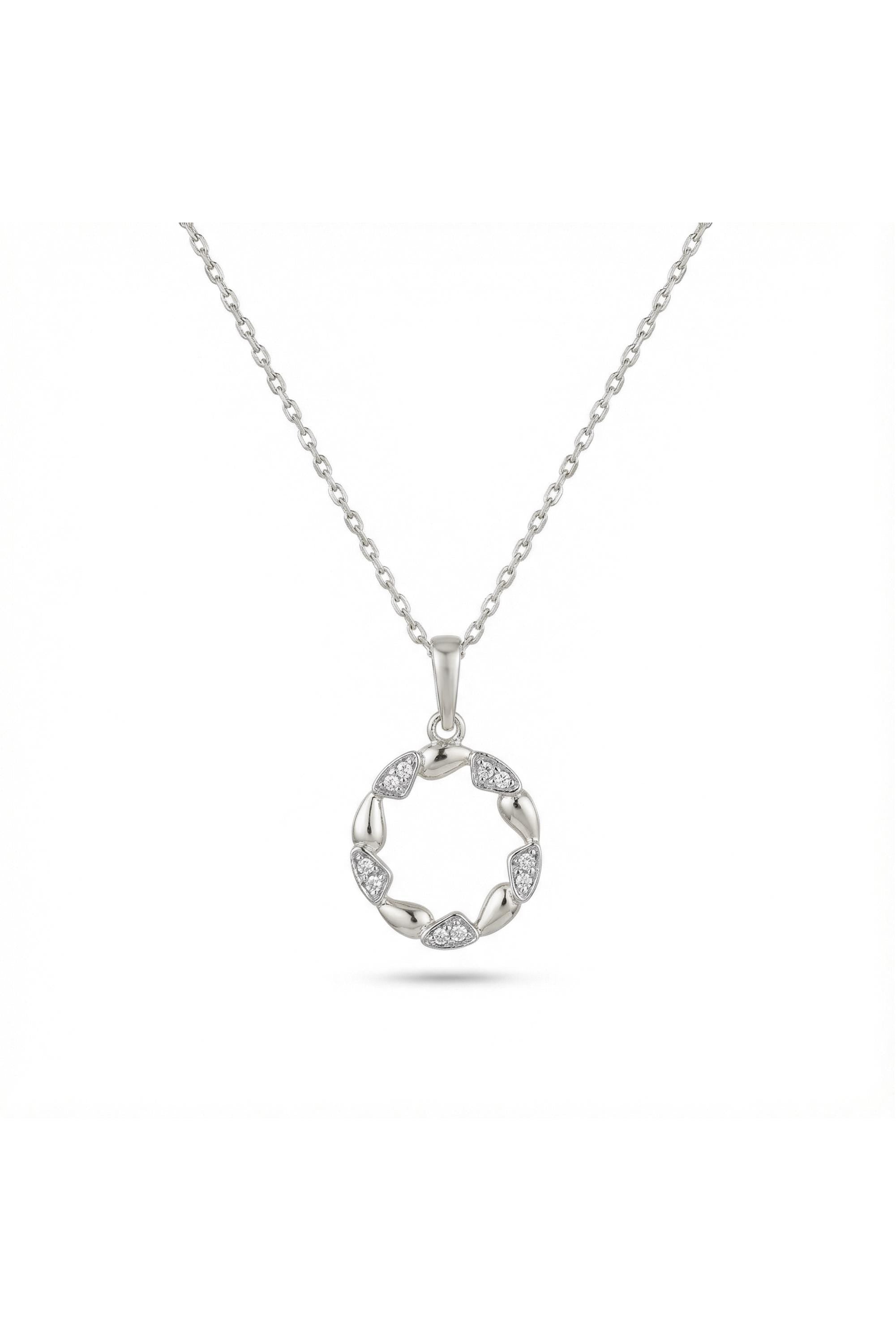 14k Gold Diamond Open Circle Necklace