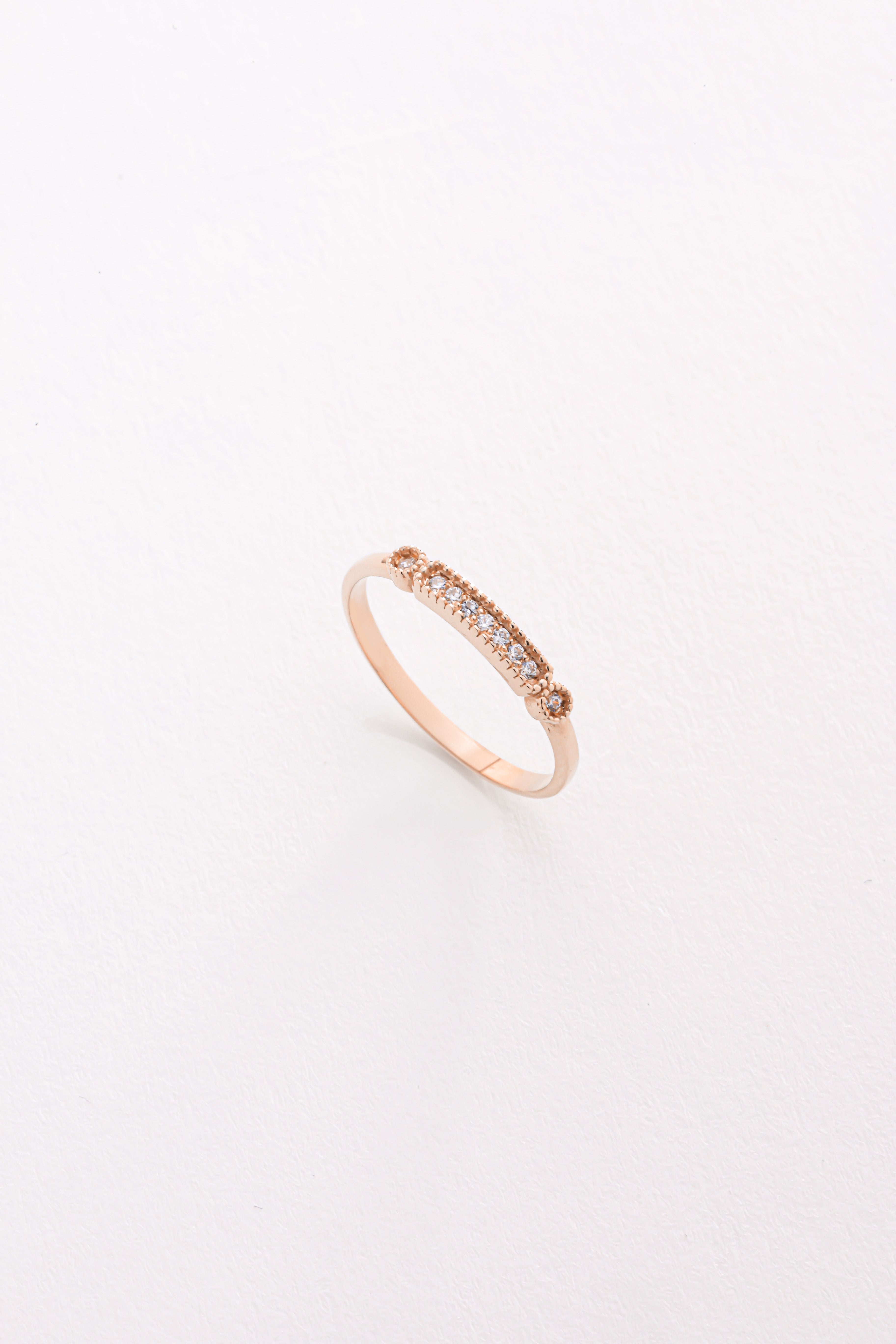 14k Milgrain Bar Ring