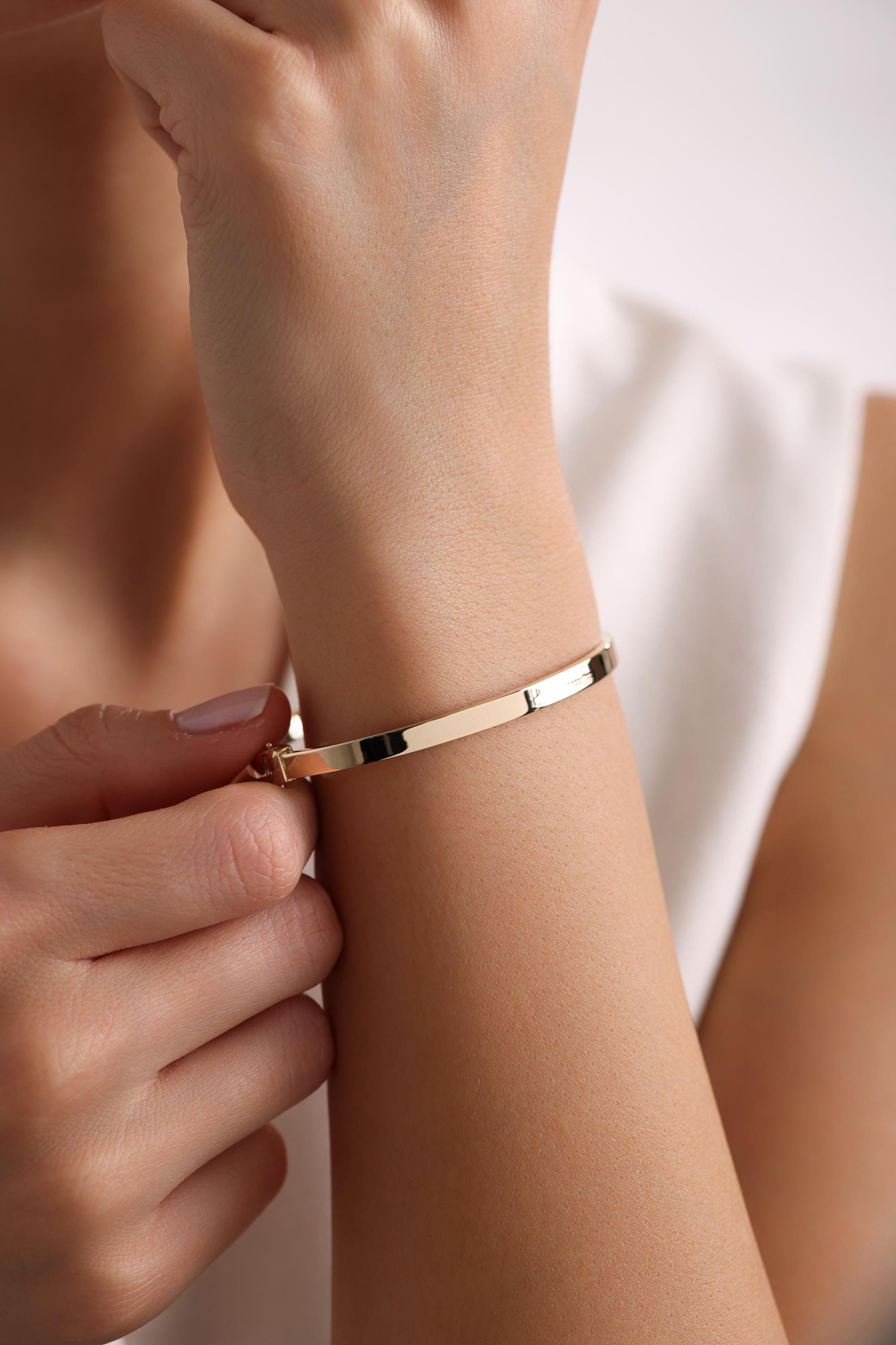14k Flat Gold Bracelet Bangle