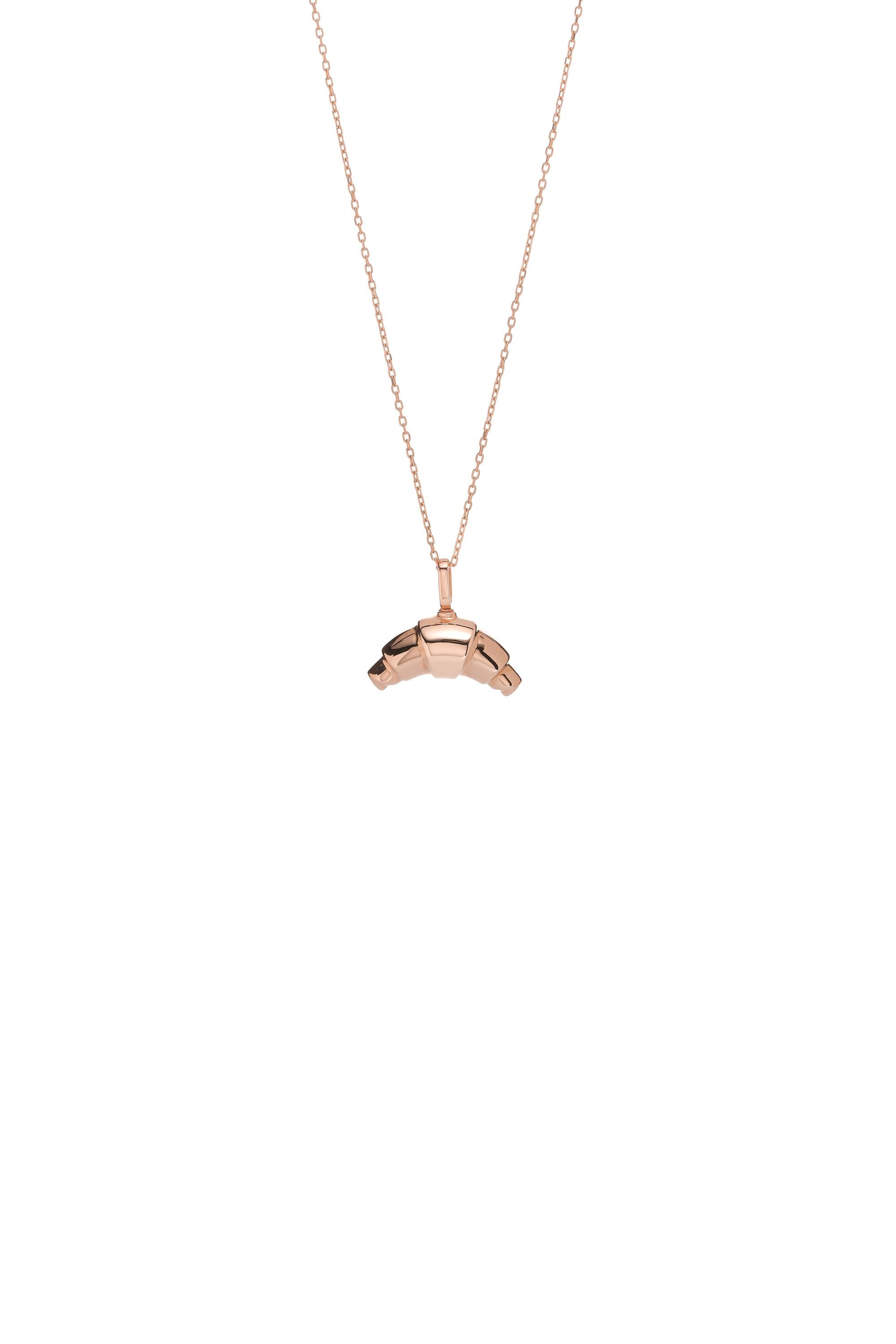 14K Gold Croissant Pendant Necklace