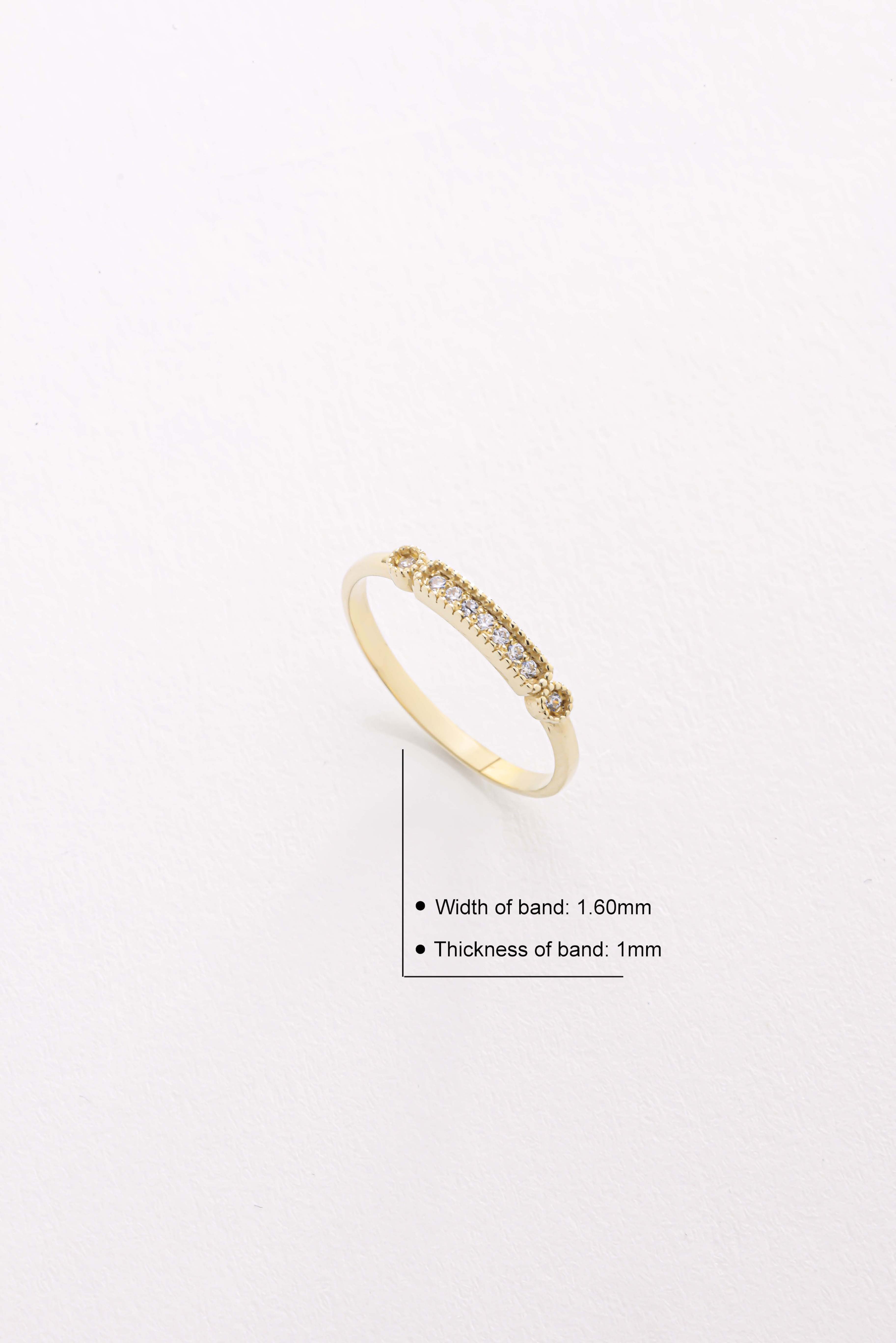 14k Milgrain Bar Ring