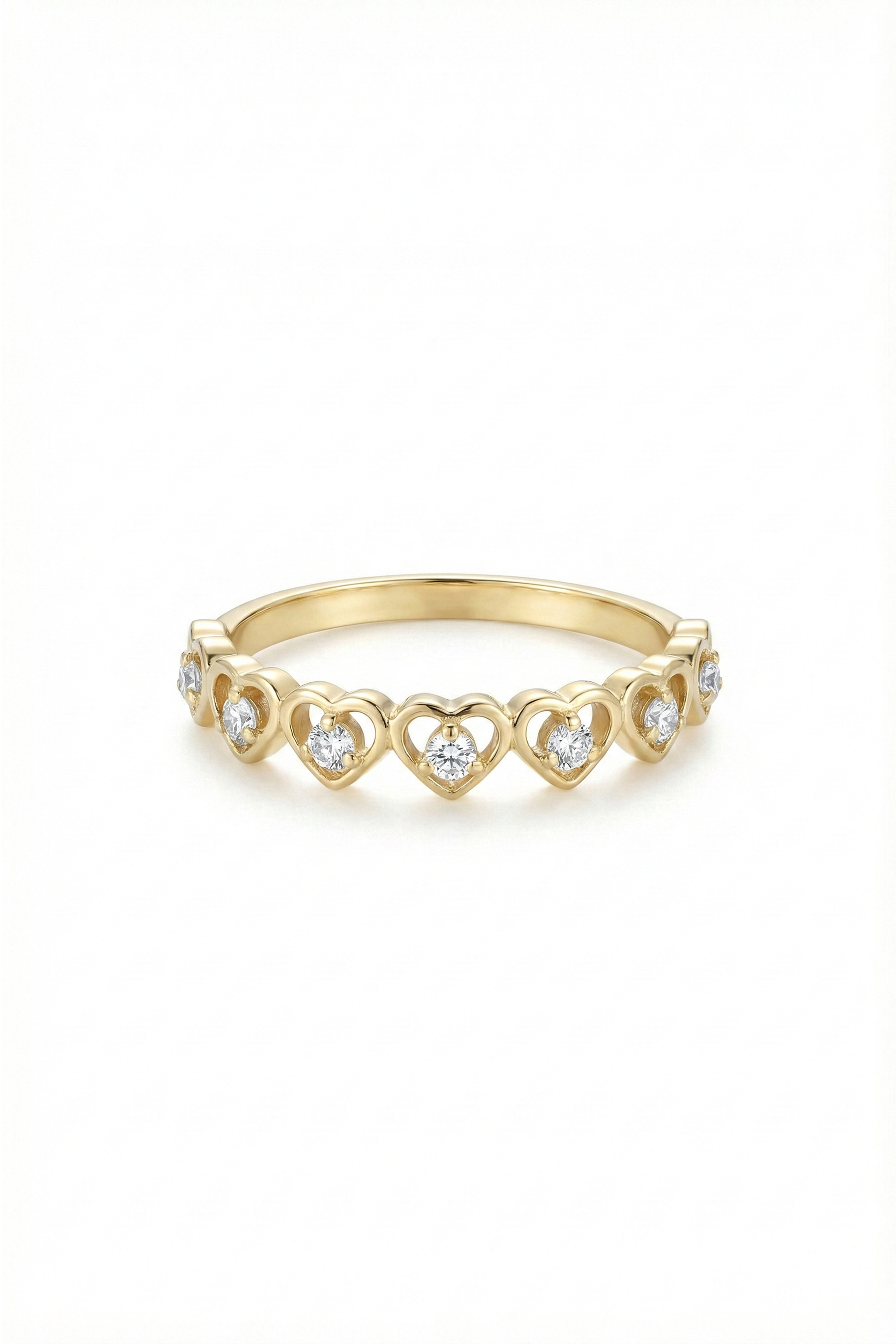 14k Gold Half Eternity Heart Ring