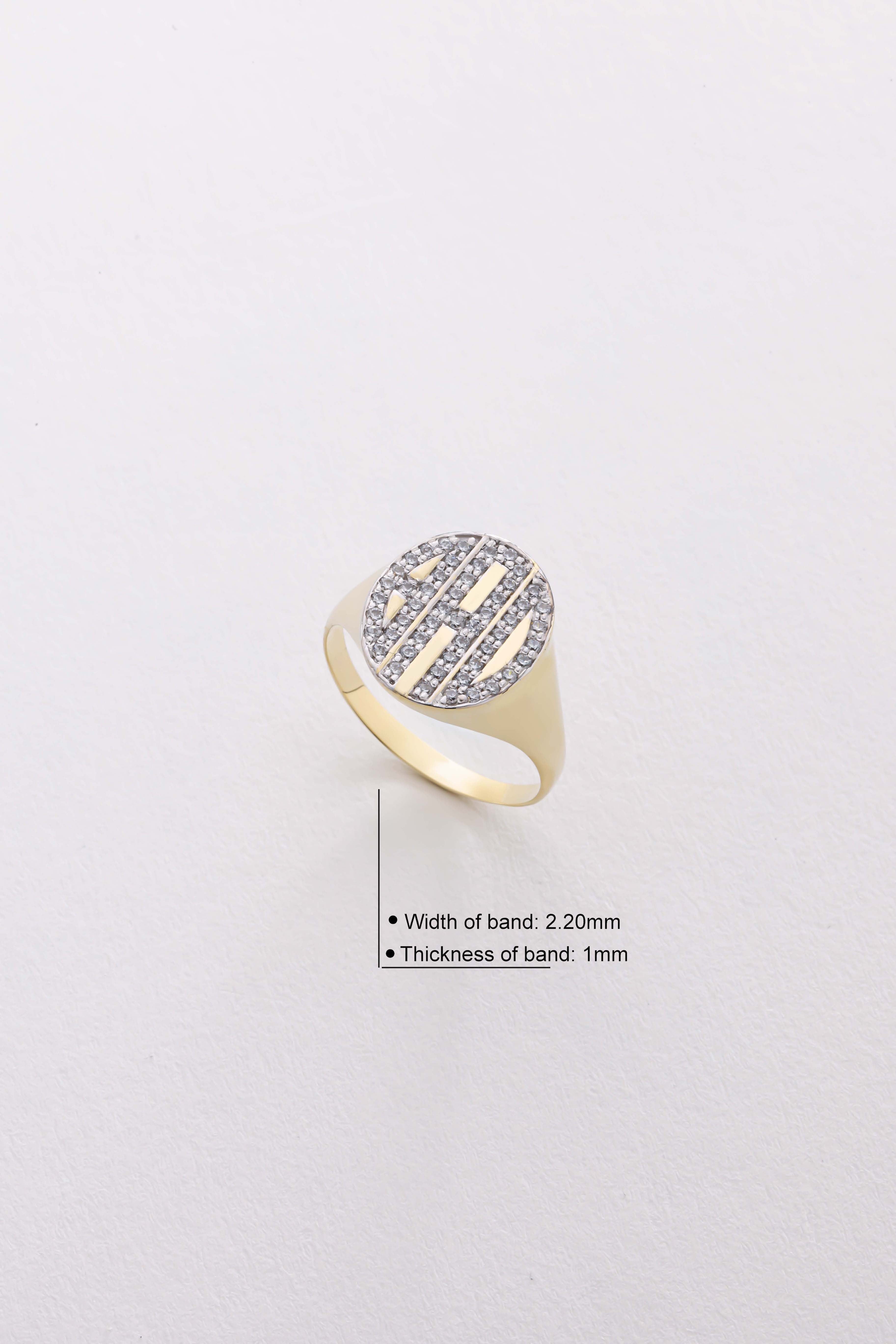 14k Gold Initial Signet Ring