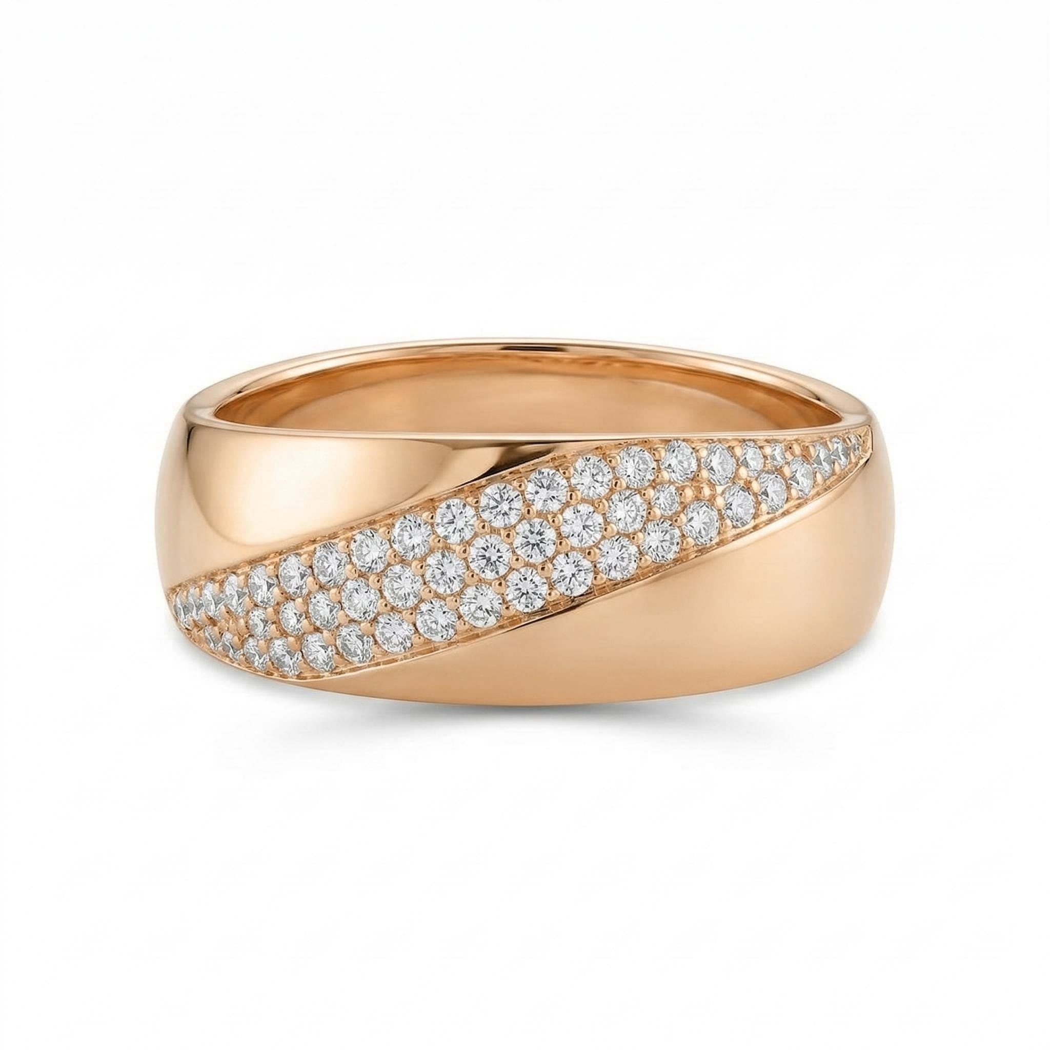 14K Gold Diamond Band Ring Minimal Pave Stacking Ring