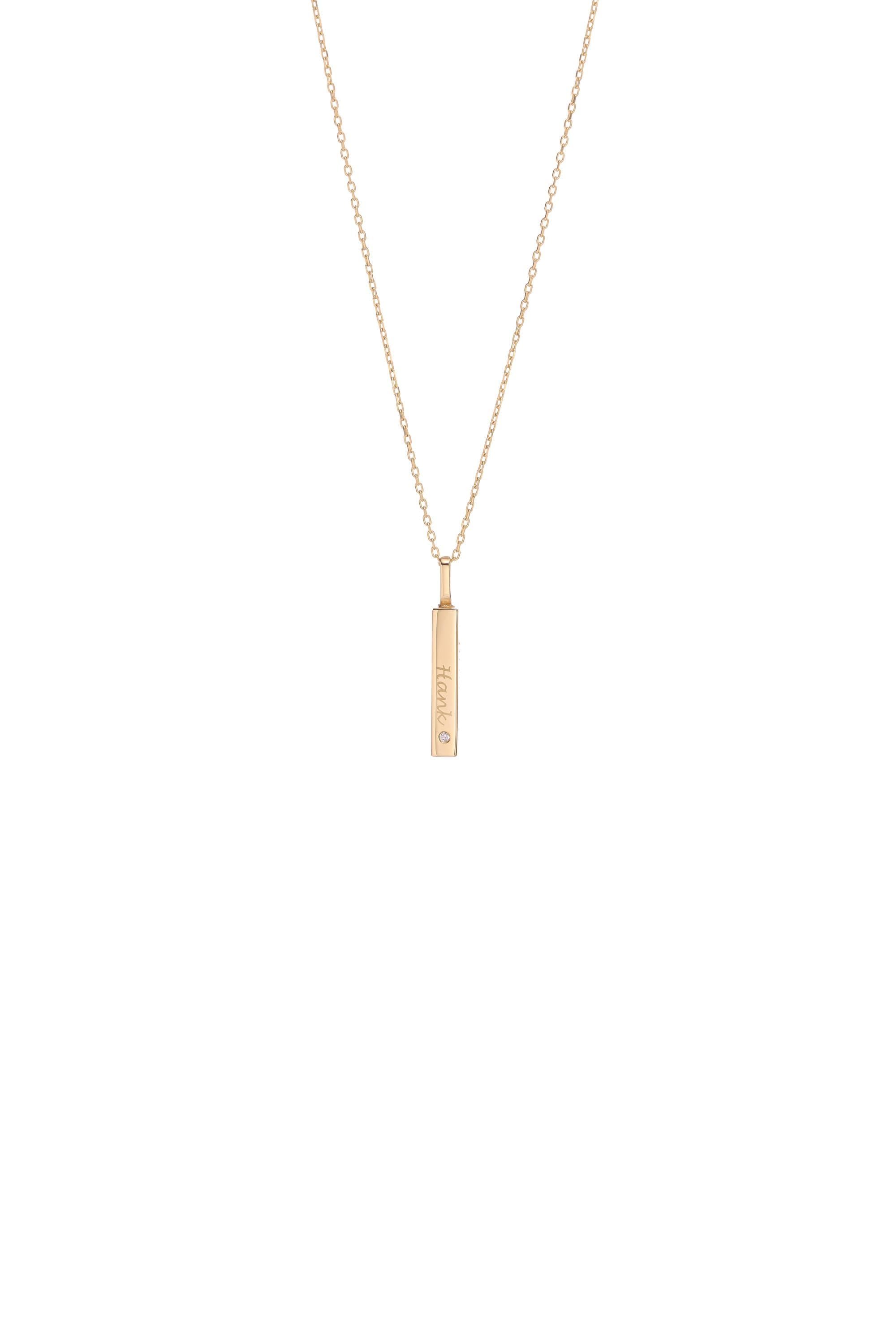 14K Gold Bar Urn Necklace with Gemstone