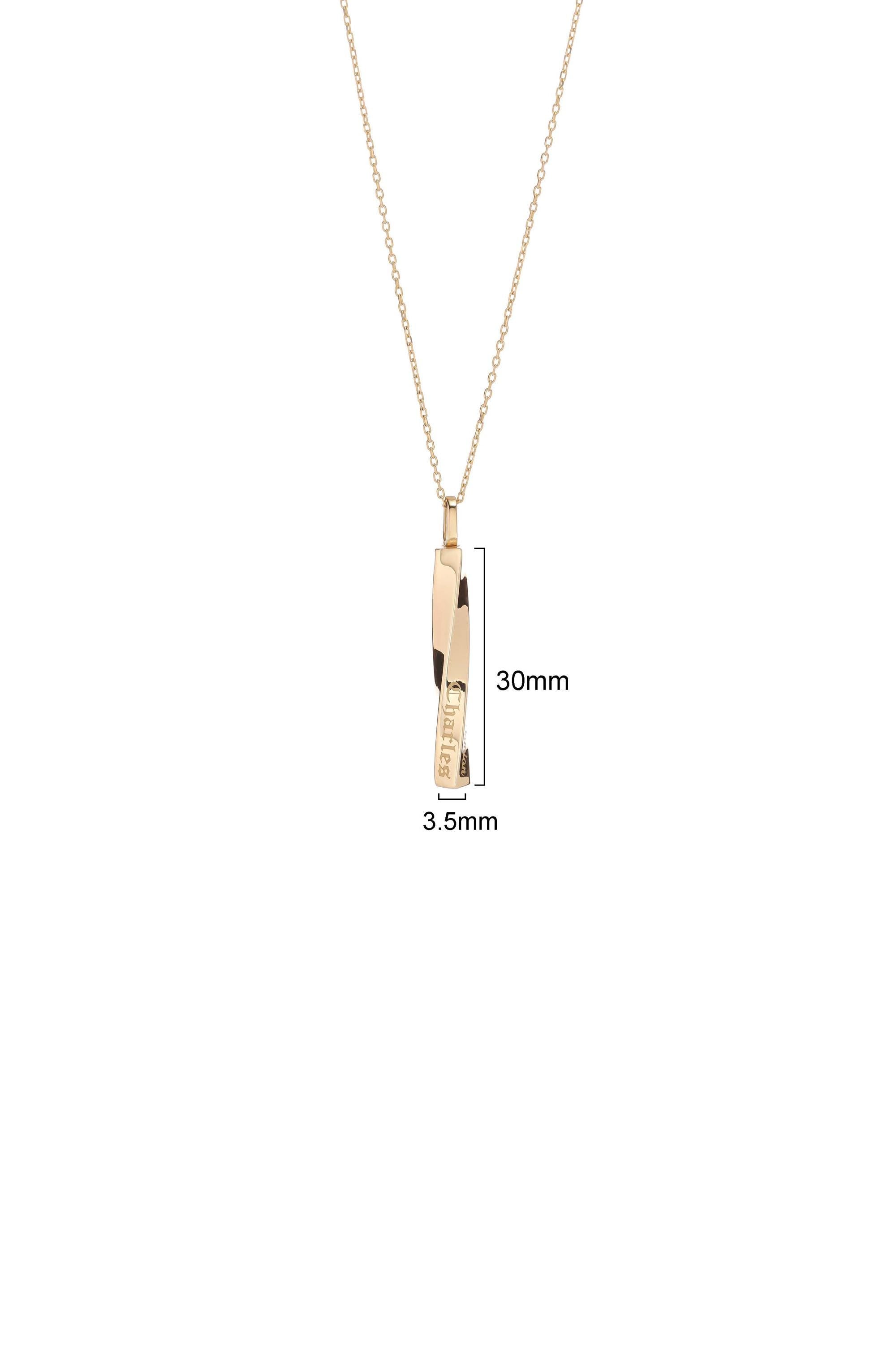 Solid Gold Urn Necklace – Twisted Bar Memorial Pendant