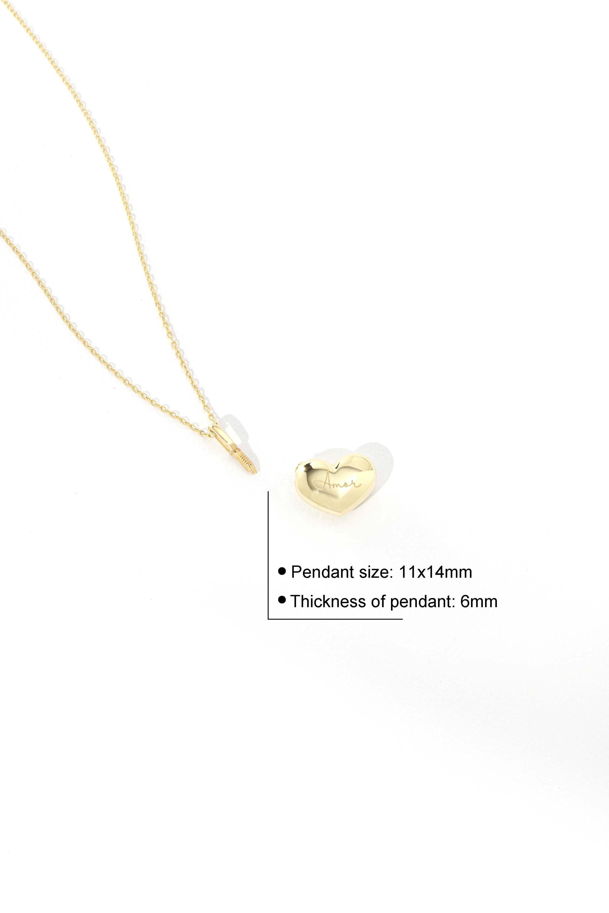 14K Gold Heart Urn Necklace