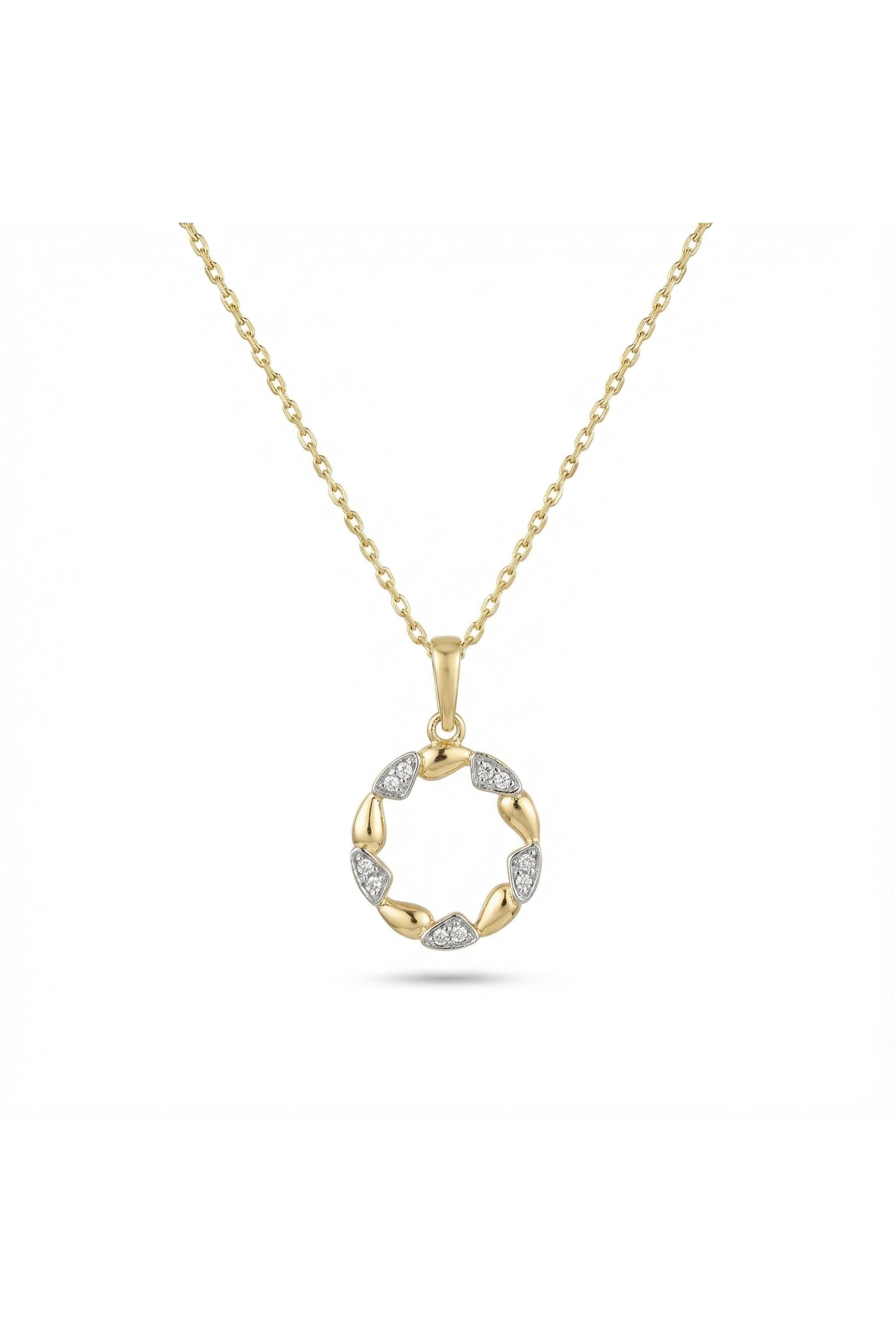 14k Gold Diamond Open Circle Necklace