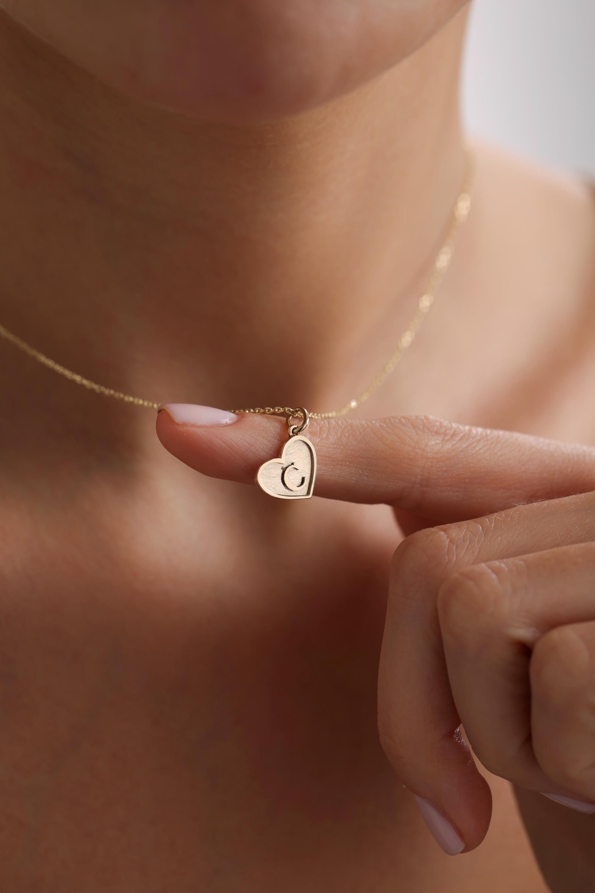 14K Solid Gold Heart Necklace