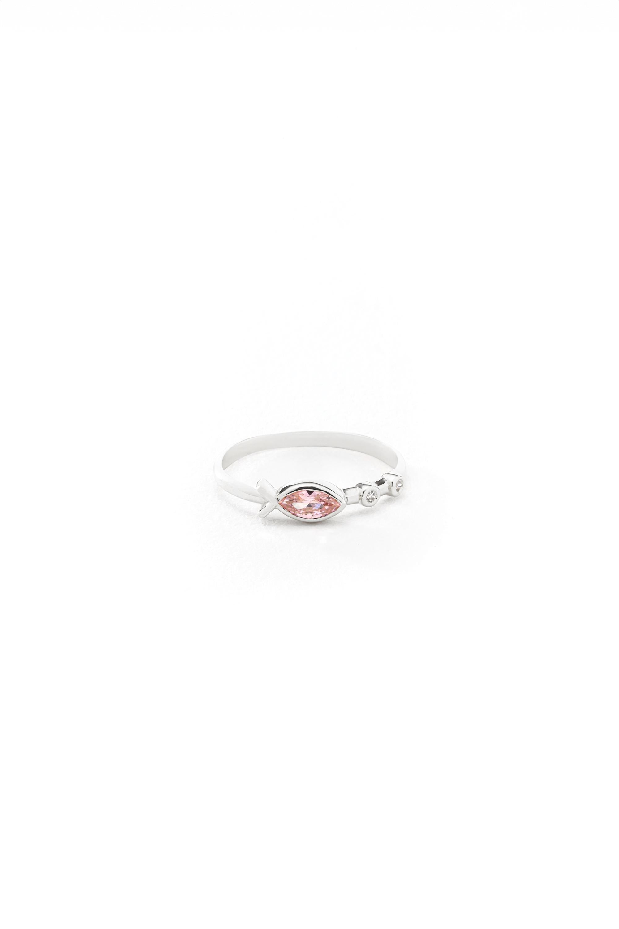 14K Solid Gold Pink Sapphire Fish Ring