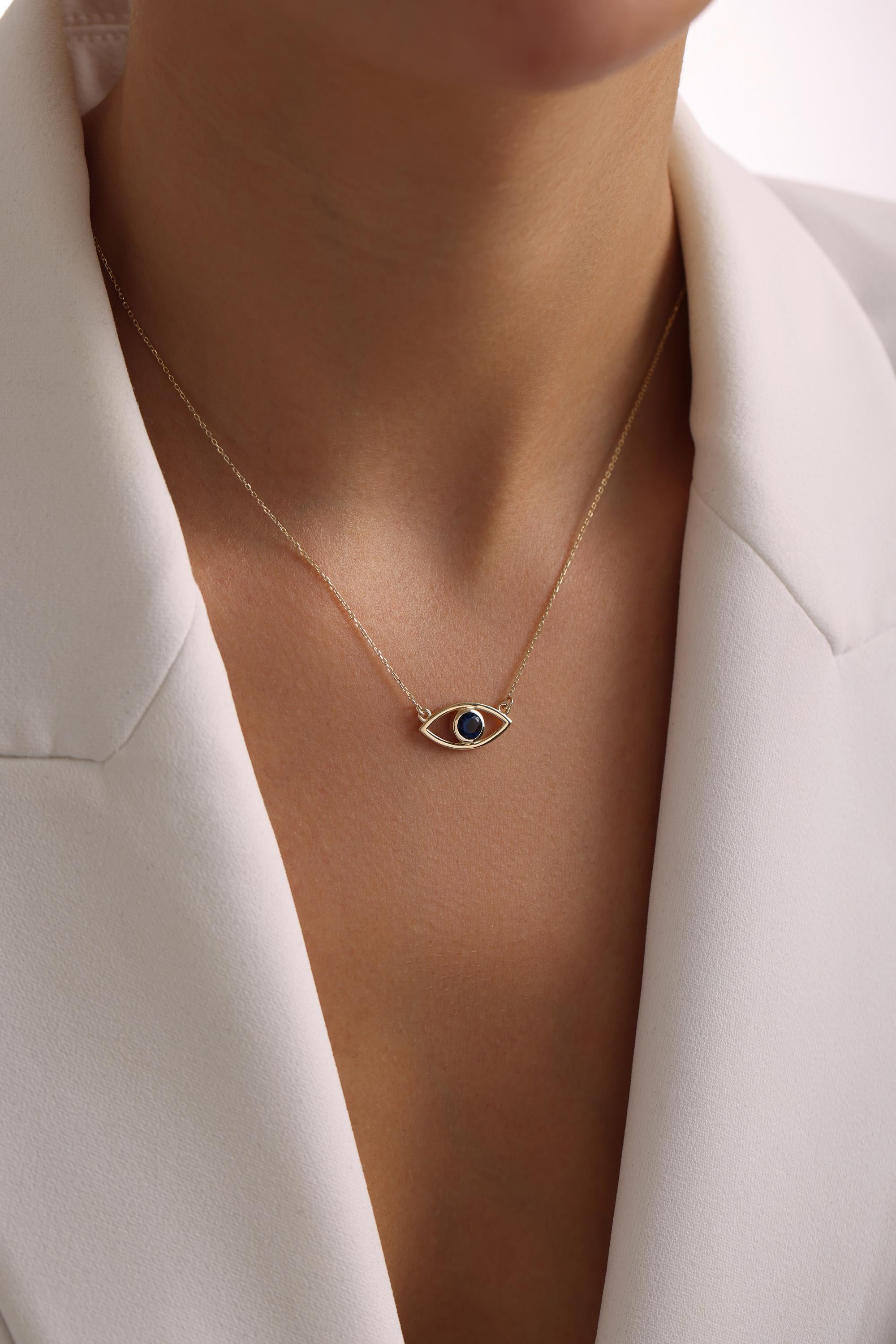 14K Gold Evil Eye Necklace