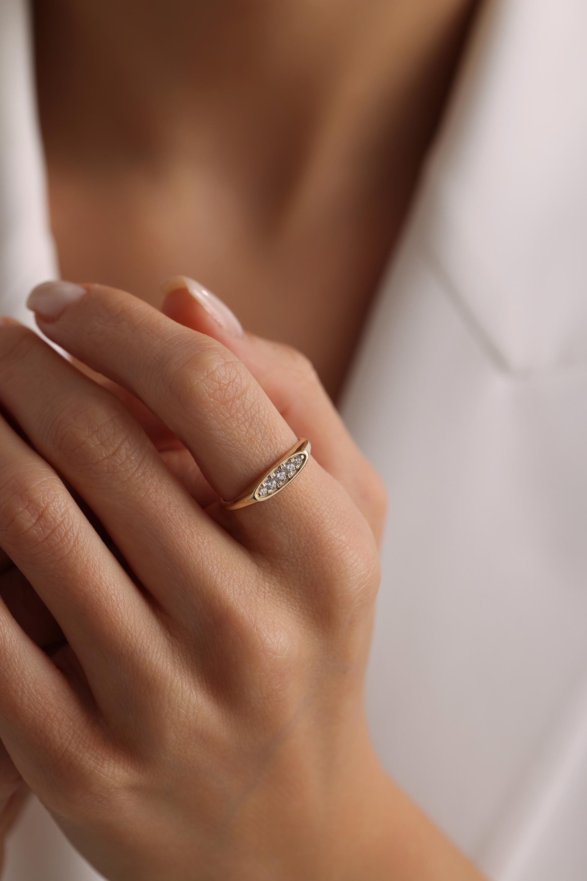 14K Solid Gold Marquise Diamond Cluster Ring