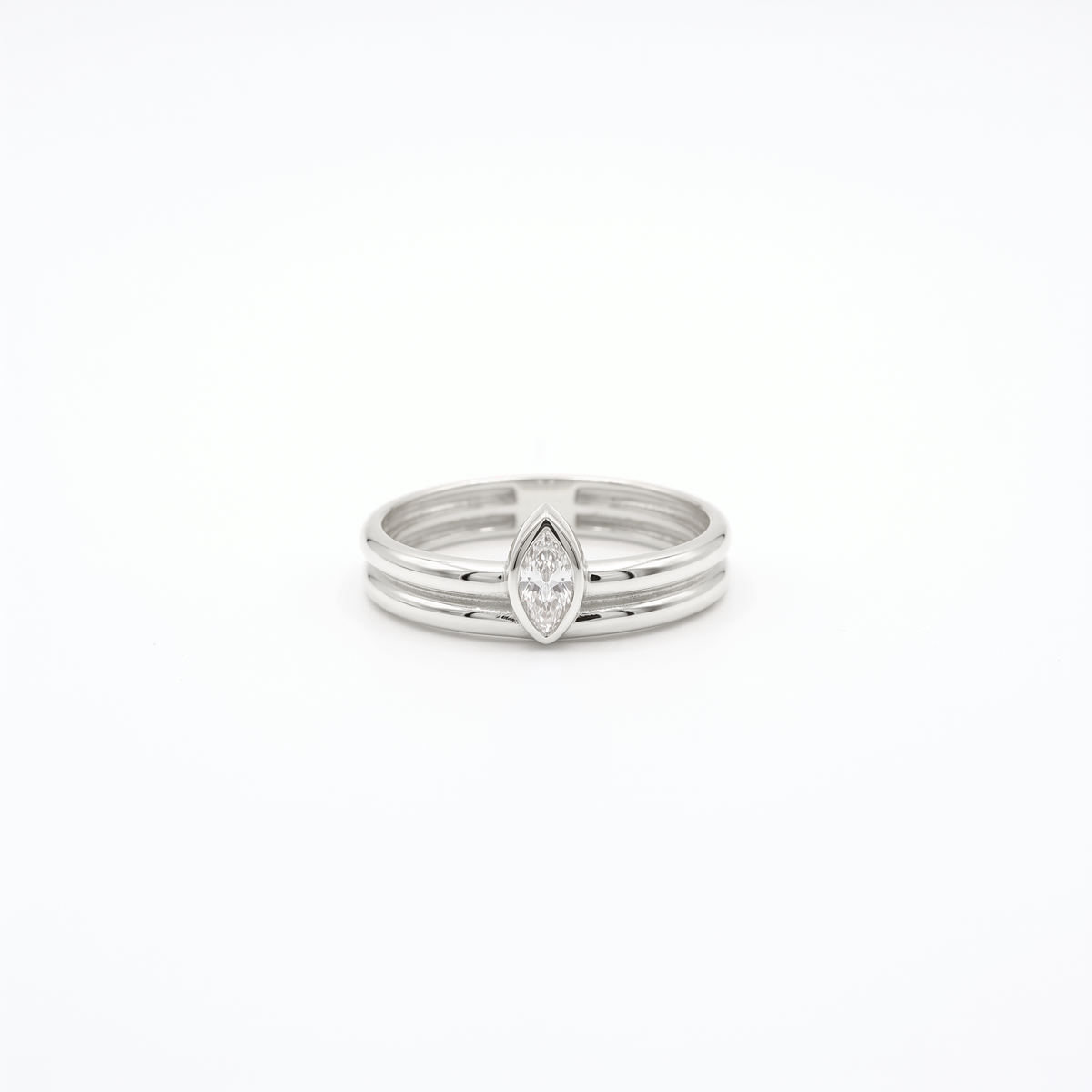 14K Gold Marquise Lab Diamond Double Band Ring