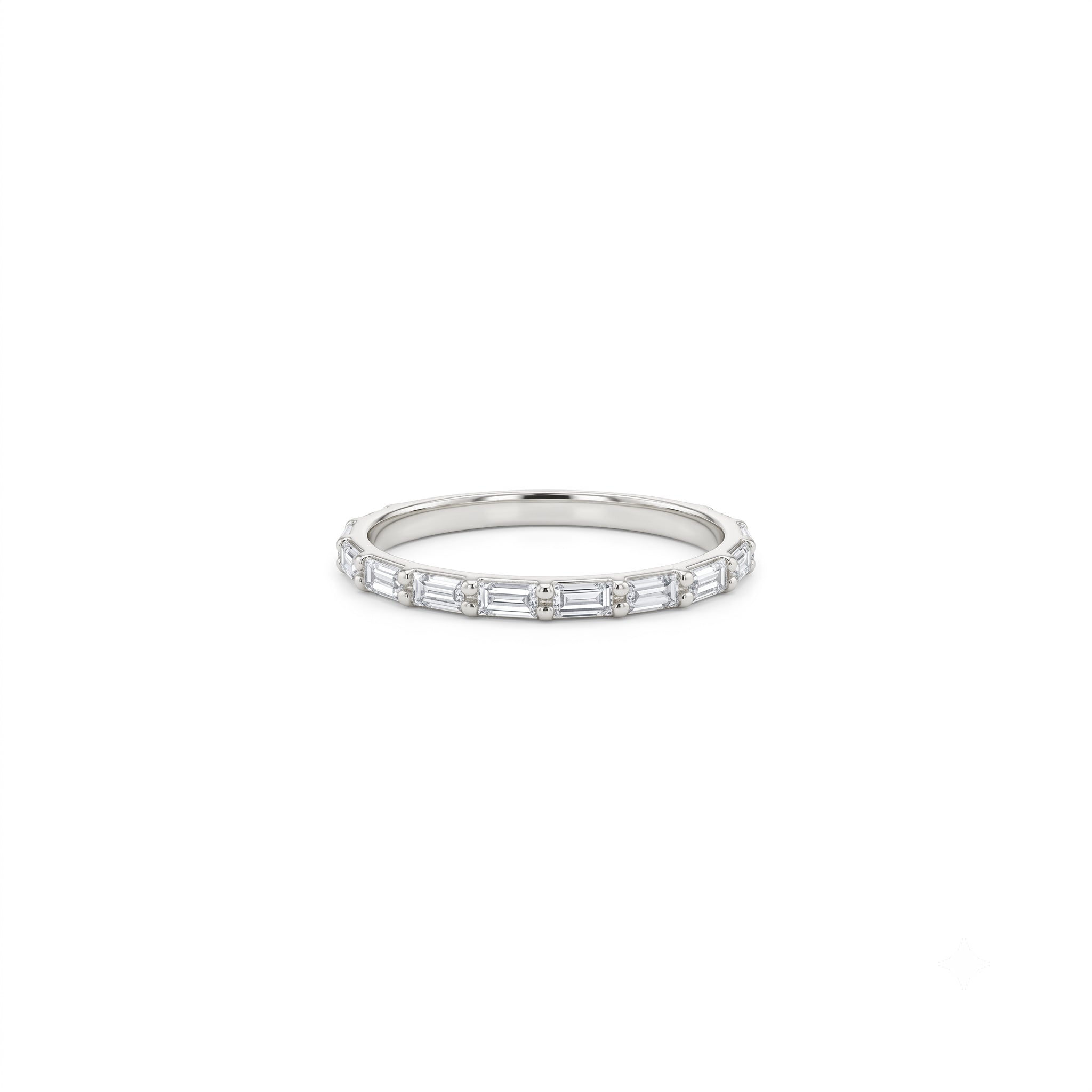 14K Gold Horizontal Baguette Diamond Stacking Band