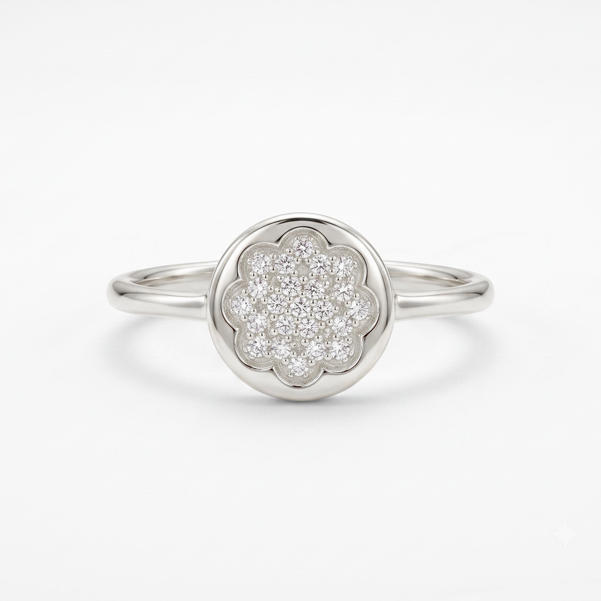 14K Gold Round Statement Ring