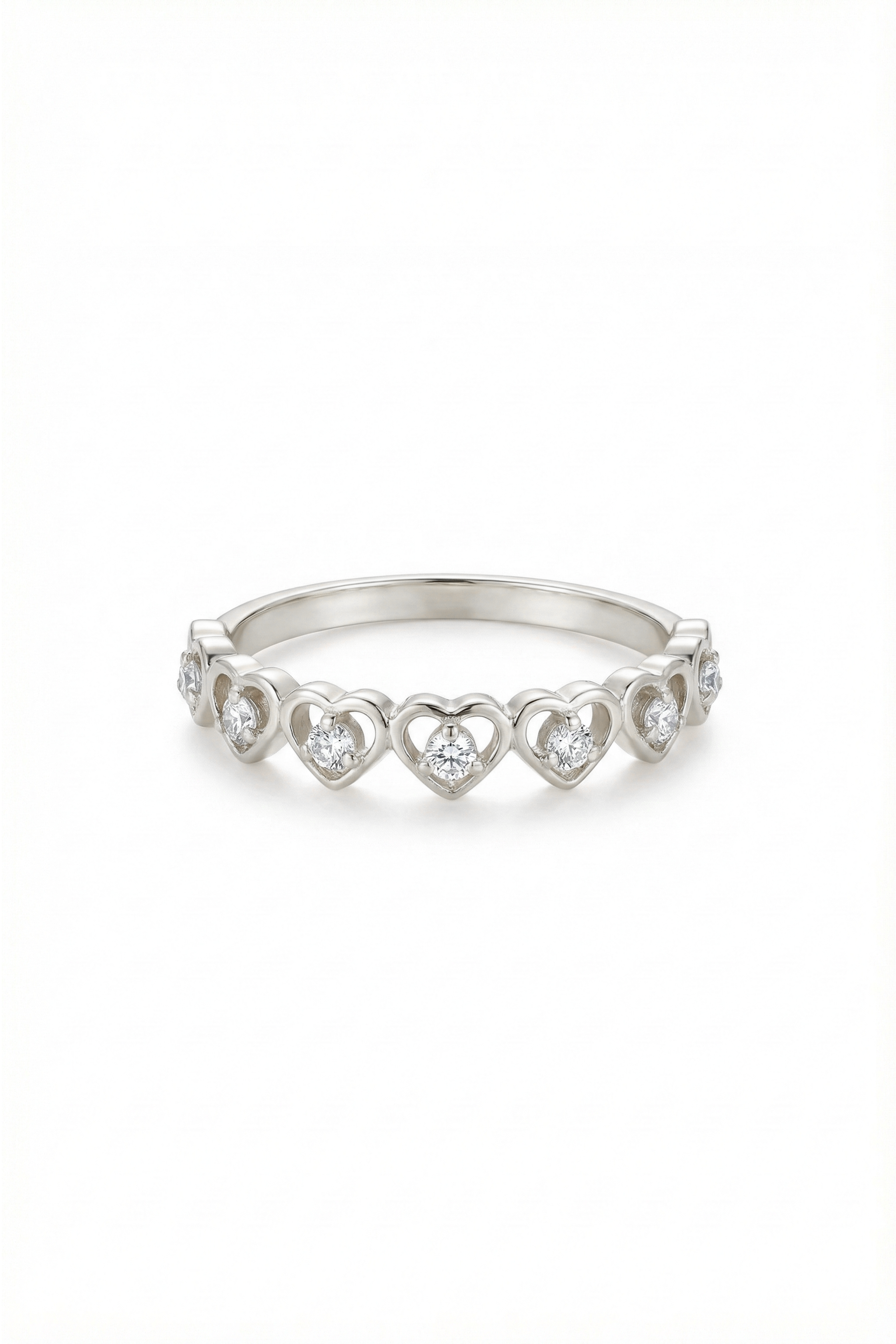 14k Gold Half Eternity Heart Ring
