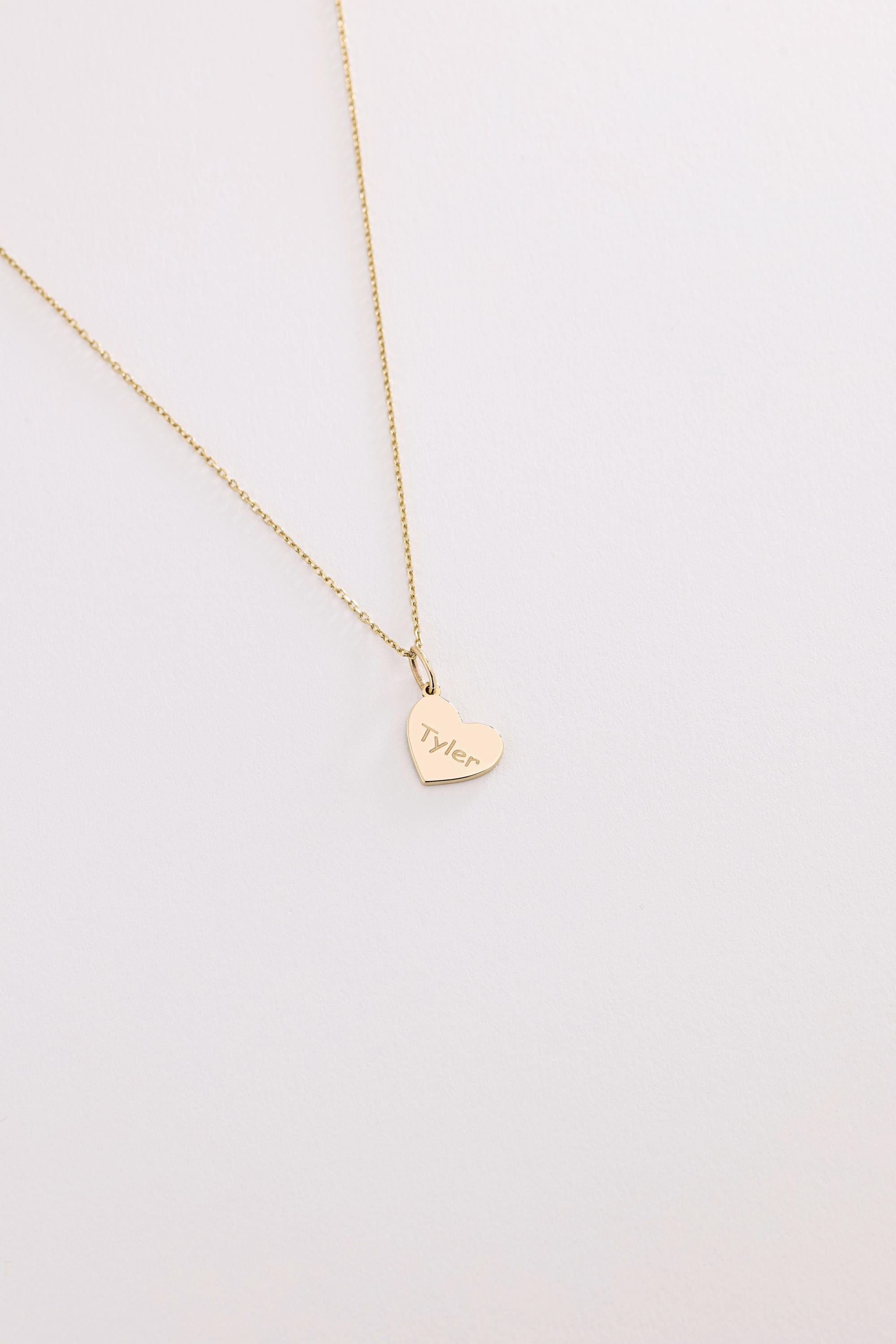 14K Solid Gold Heart Necklace