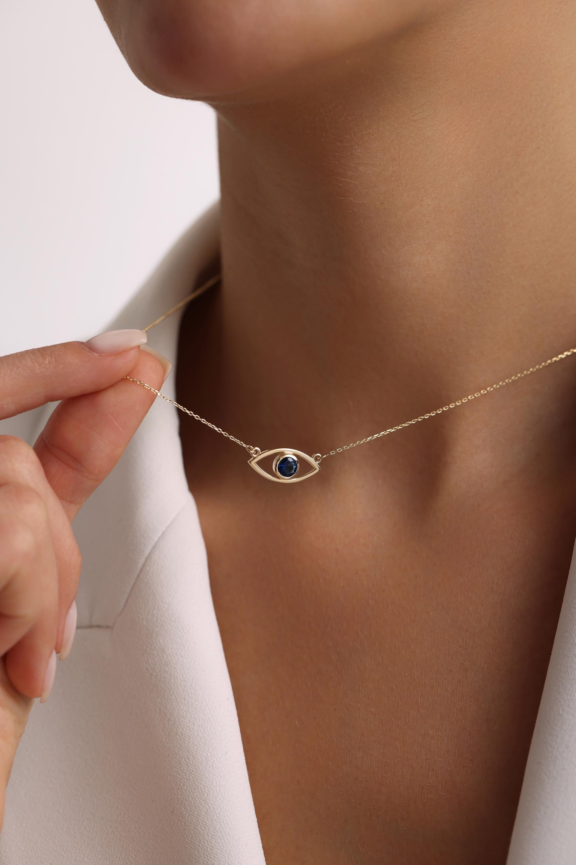 14K Gold Evil Eye Necklace