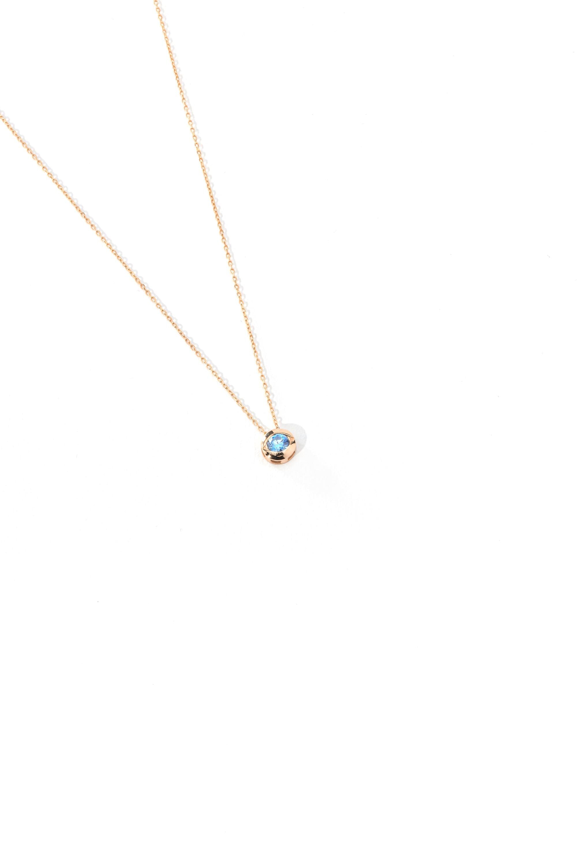14K Gold Aquamarine Necklace