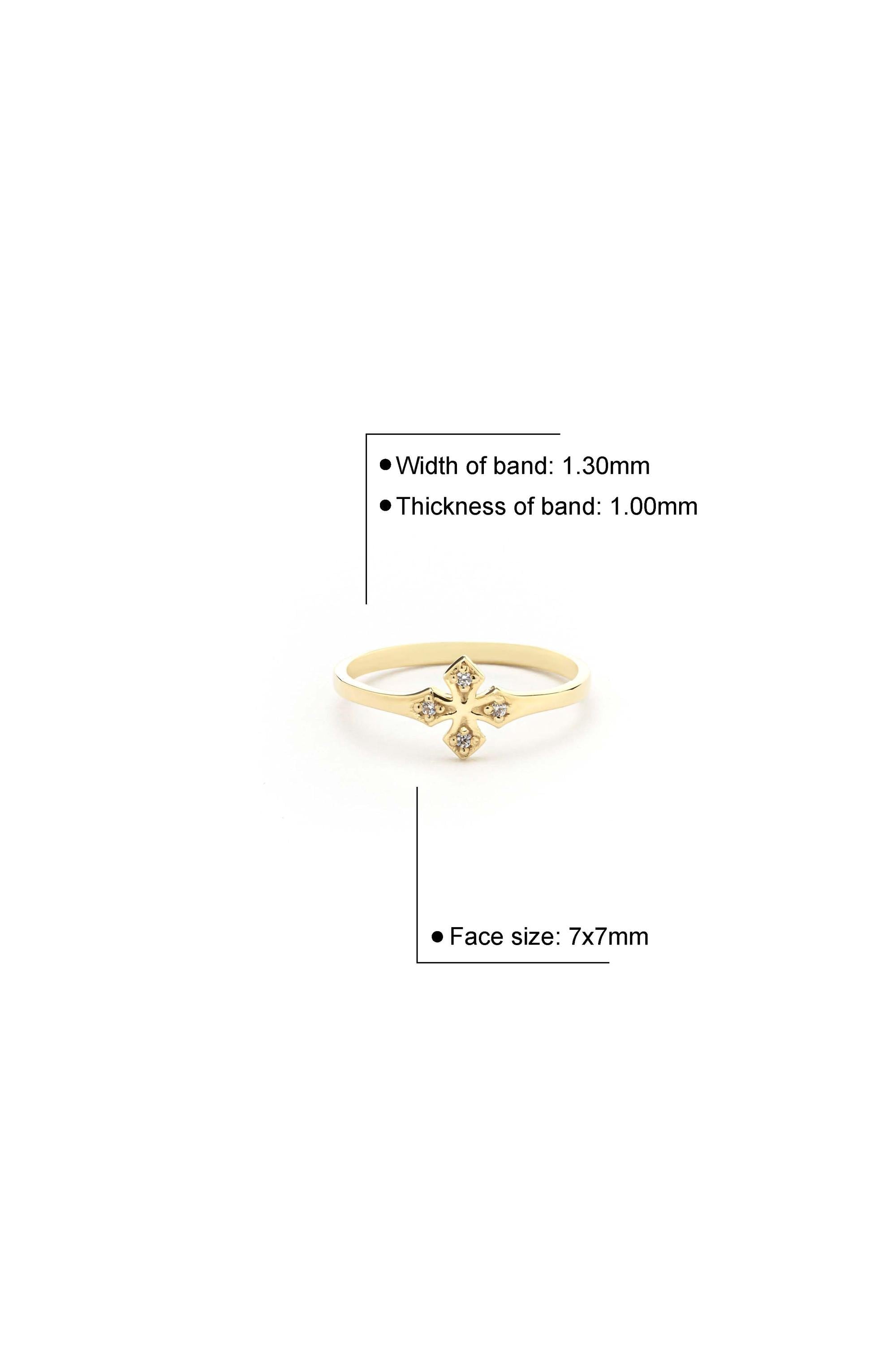 14K Pave Cz Cross Ring