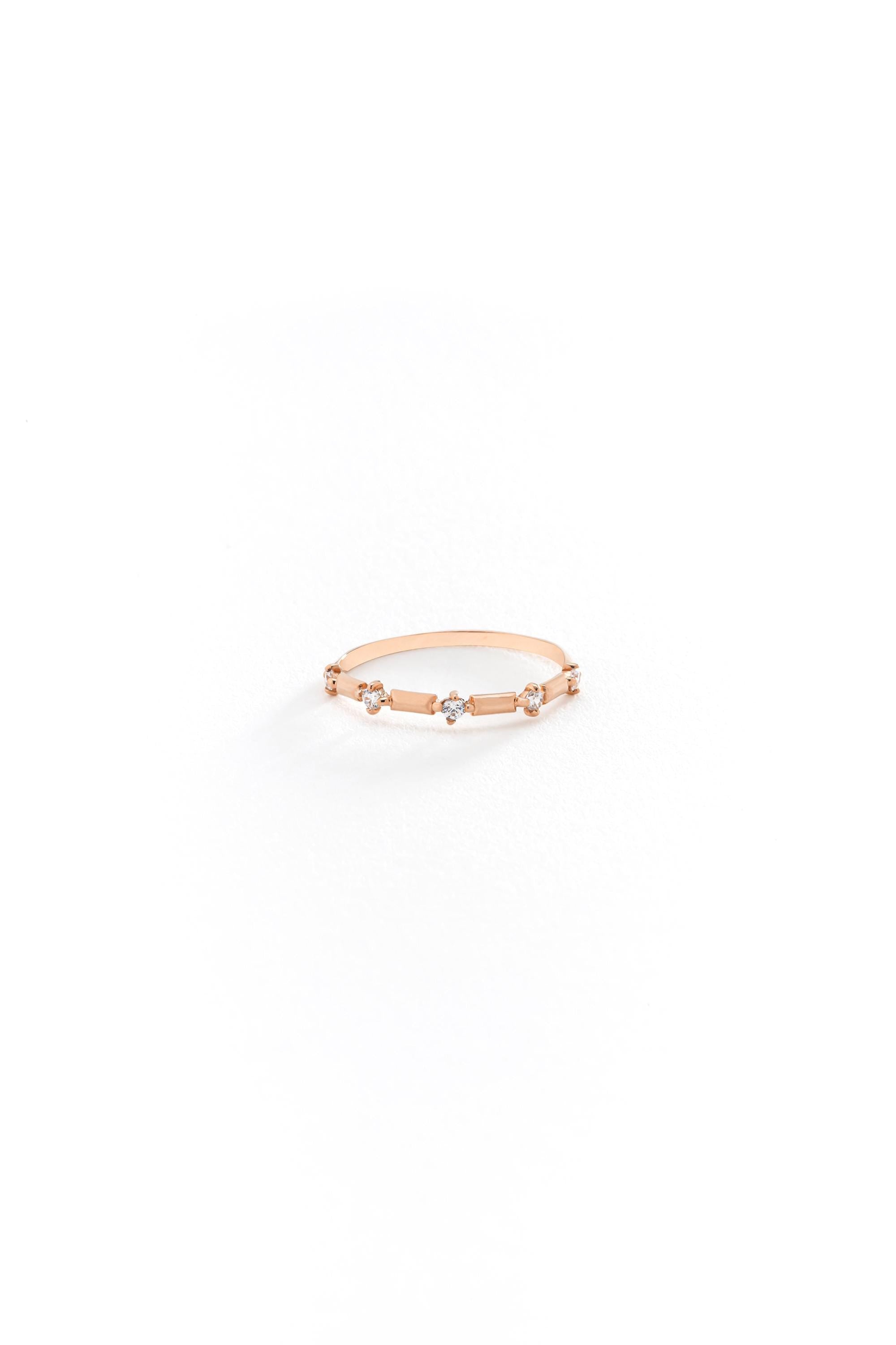 14k Gold Five Stone Wedding Ring