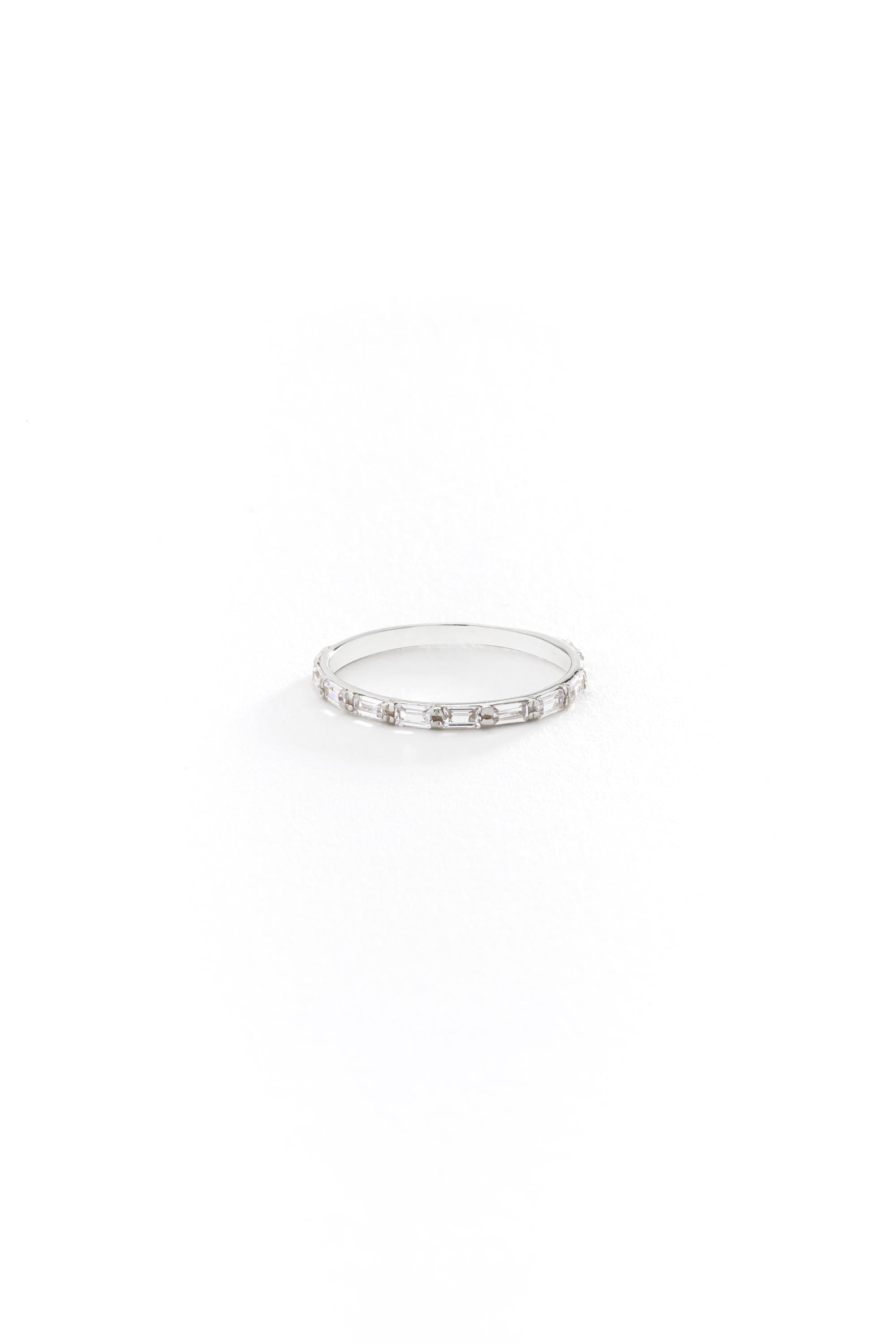 14k Solid Gold Half Eternity Baguette Ring