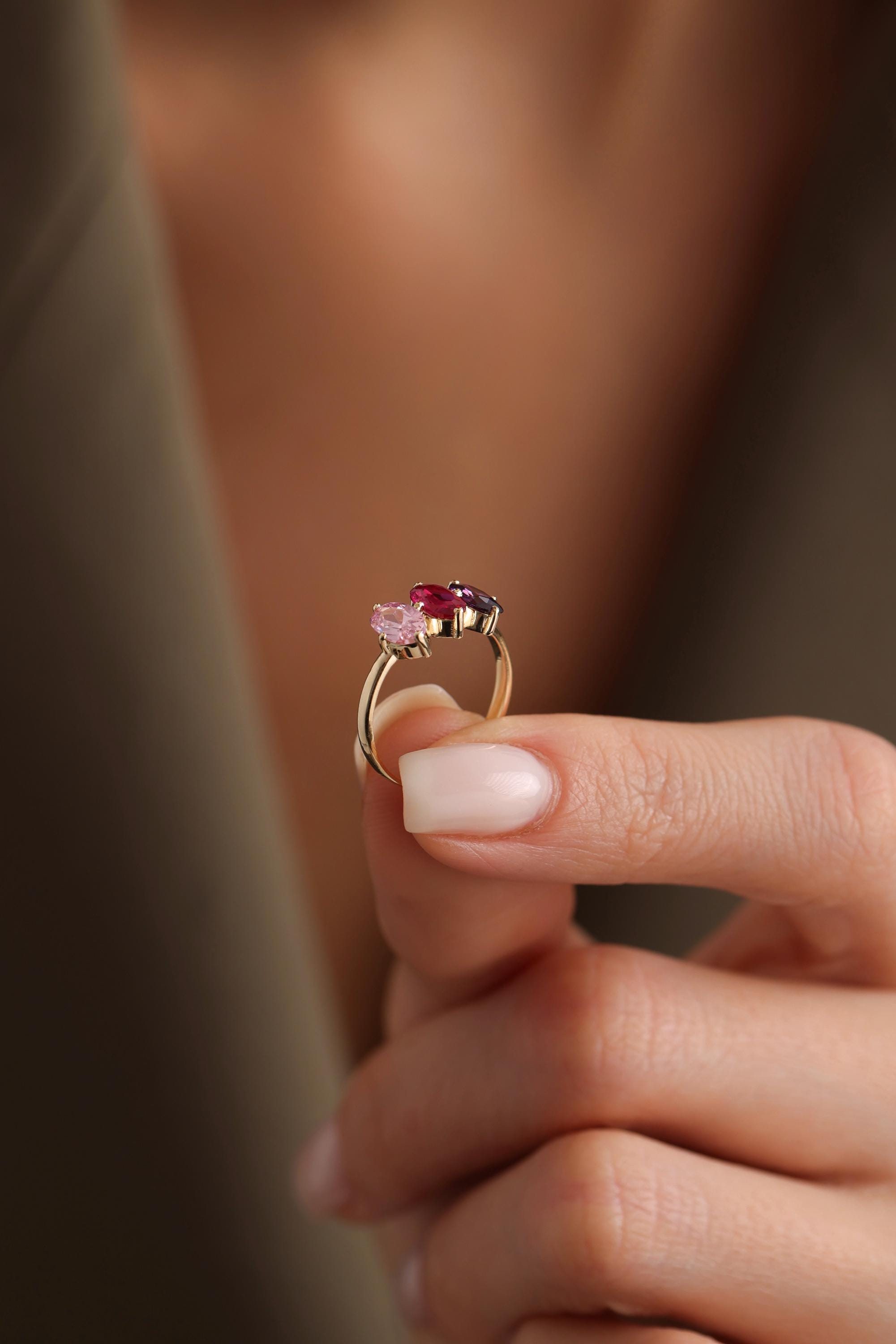 14k Solid Gold Oval Birthstone Ring