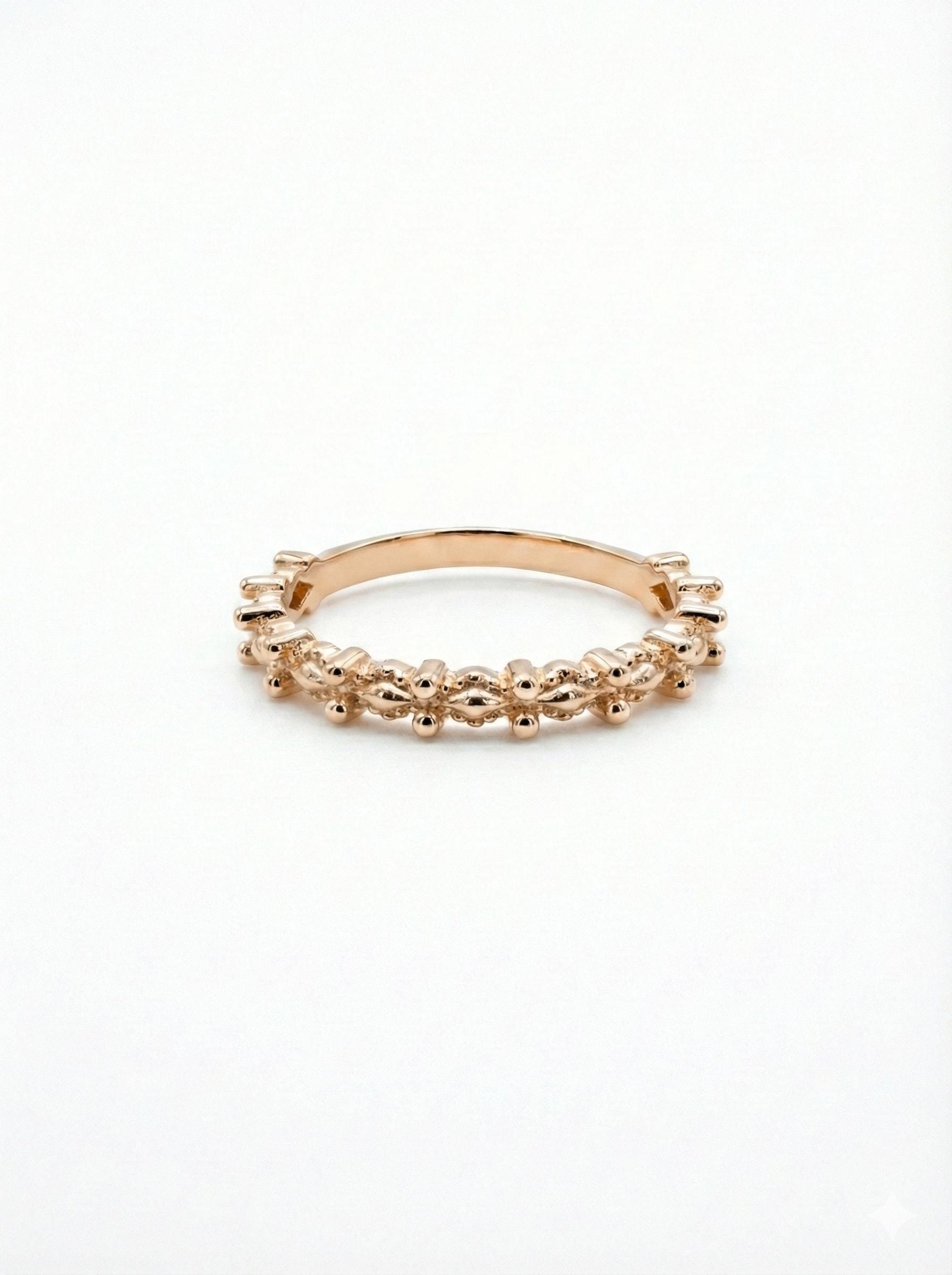 14k Solid Gold Textured Wedding Band, Minimalist Stacking Ring