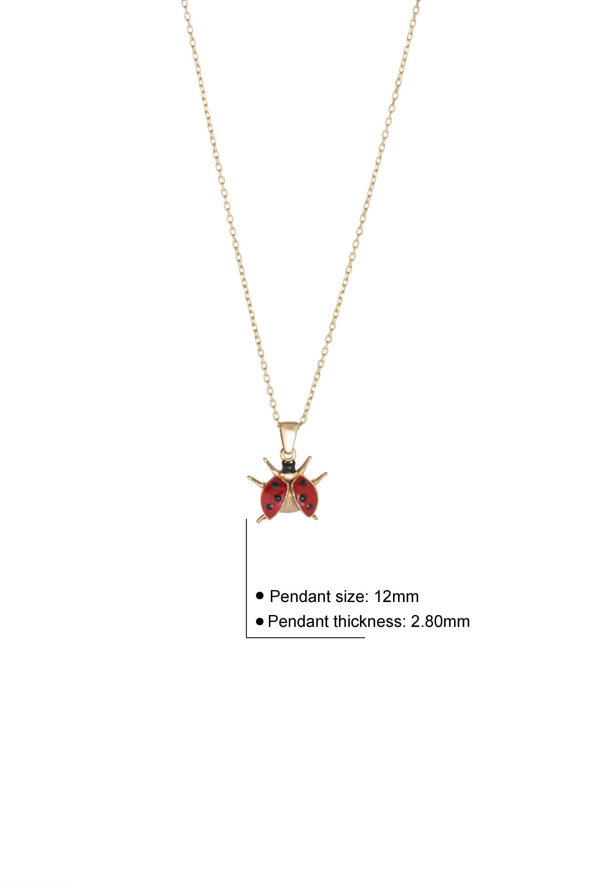 14K Solid Gold Ladybug Necklace